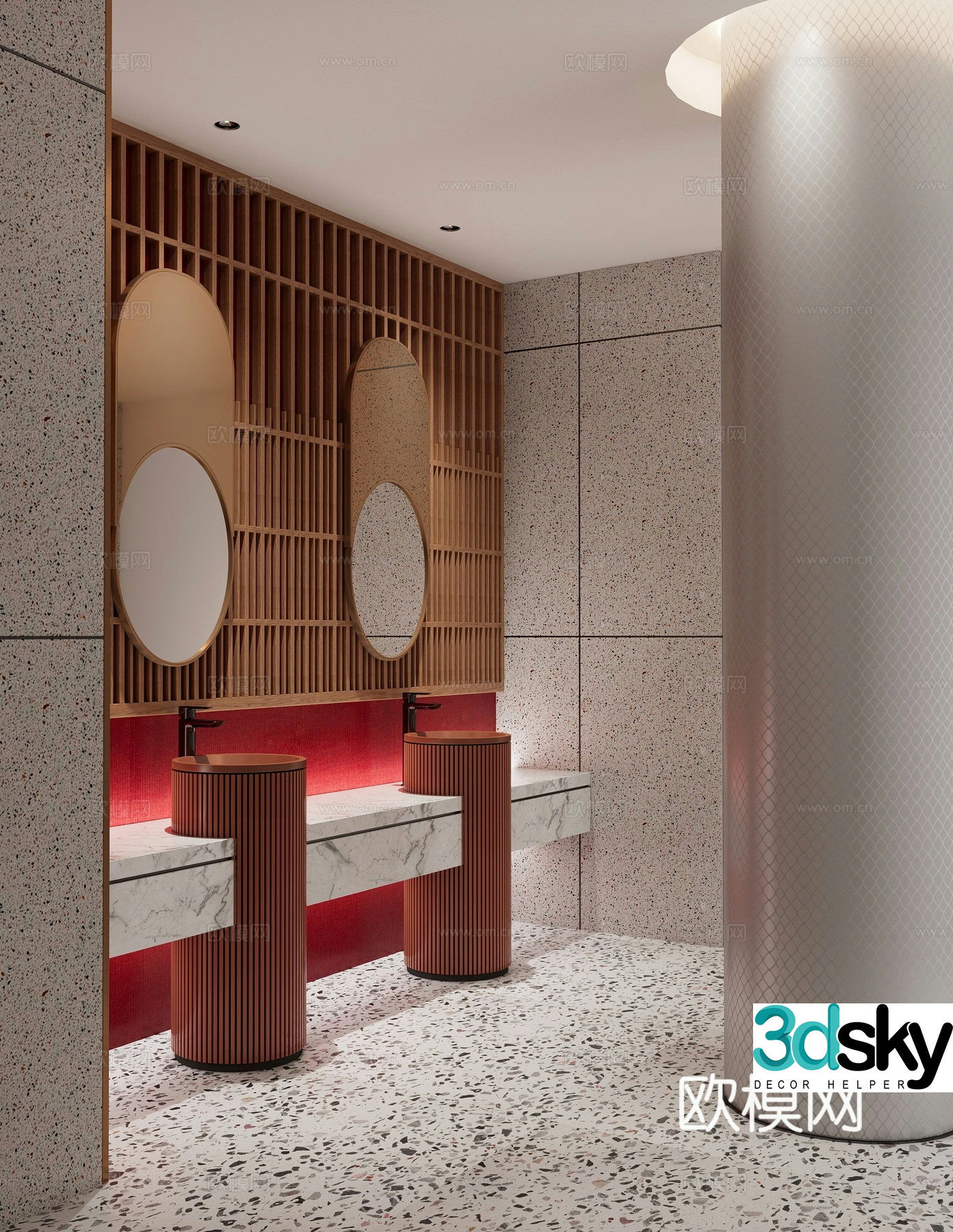 Public restroom sink basin 3d model