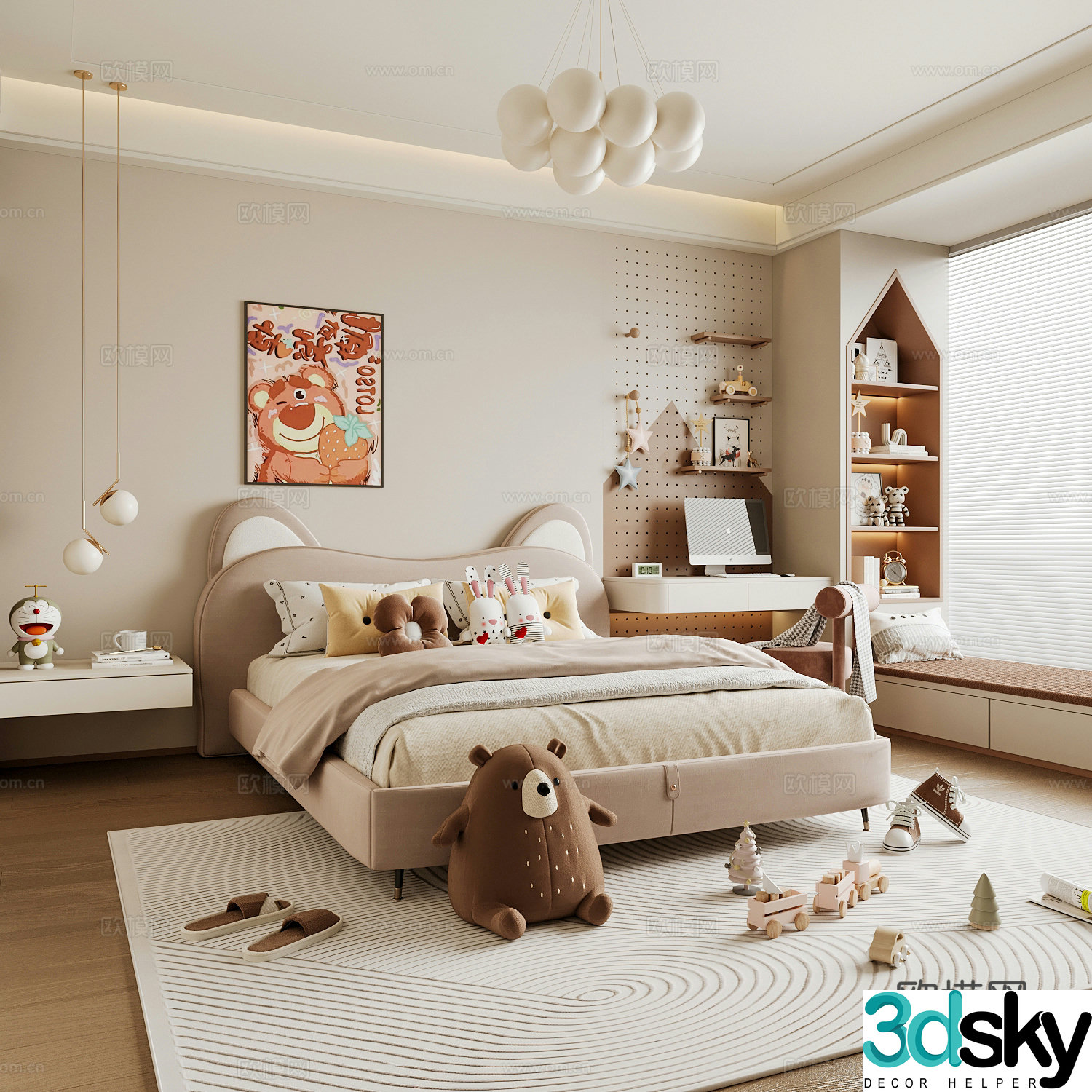Modern children’s room girl’s room kid’s room d model