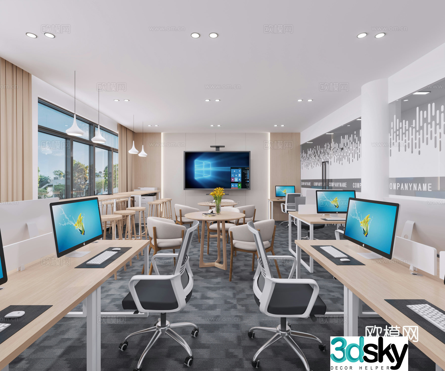 Modern school multimedia classroom reading room 3d model