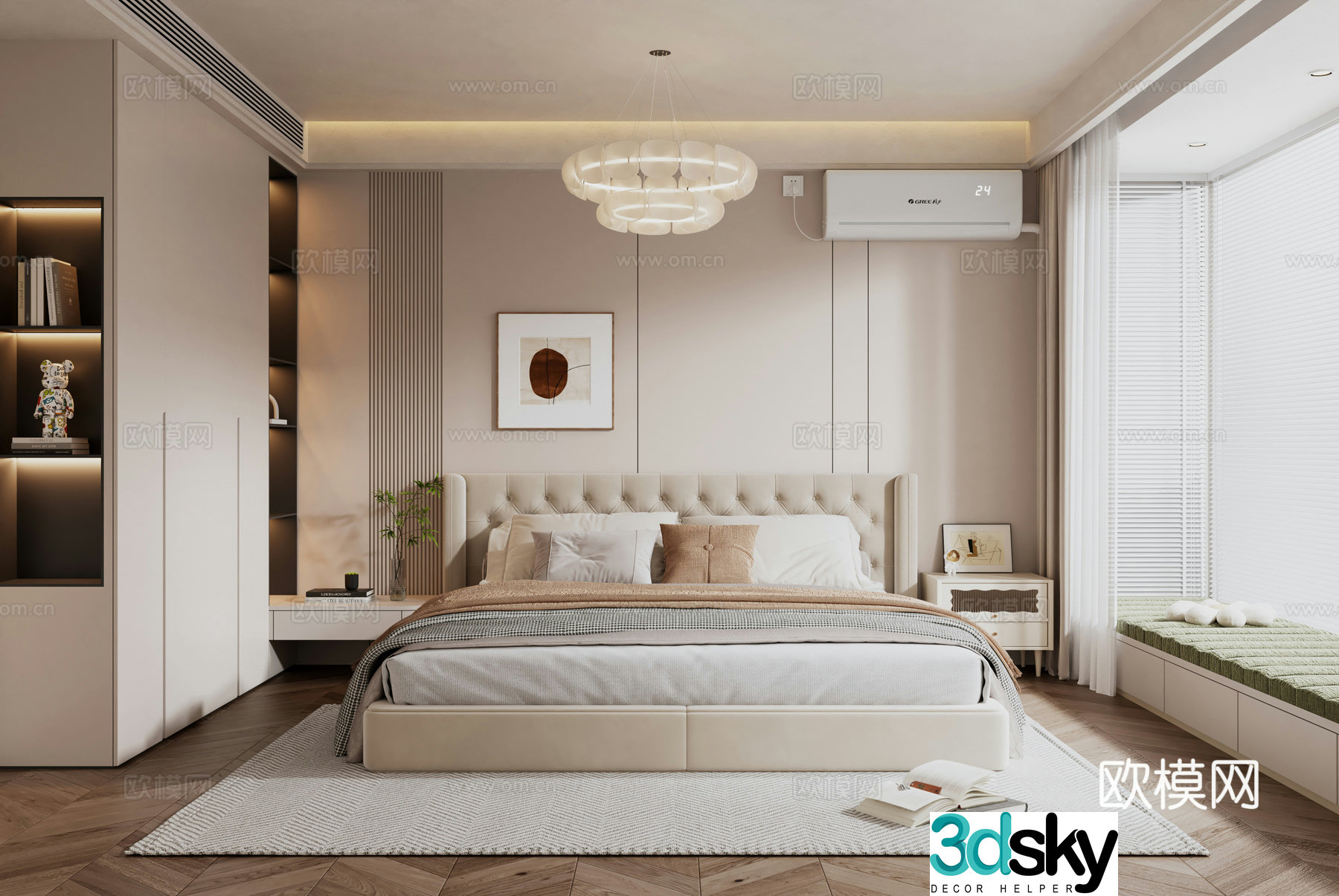 Cream style bedroom master bedroom 3d model