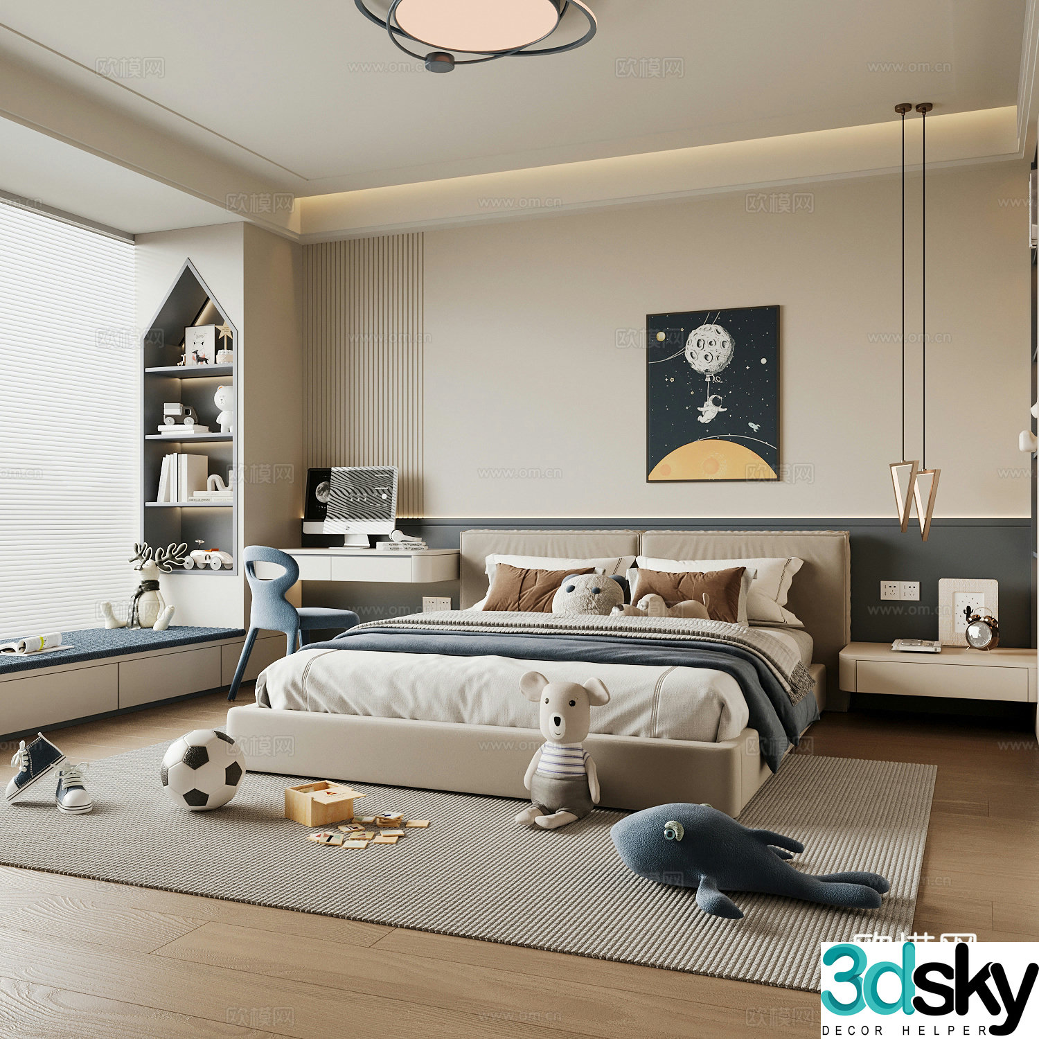 Modern children’s room boy’s room 3d model