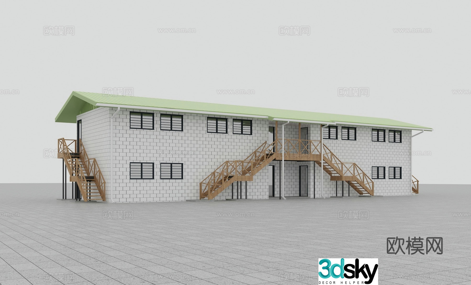 Modern office building architecture 3d model