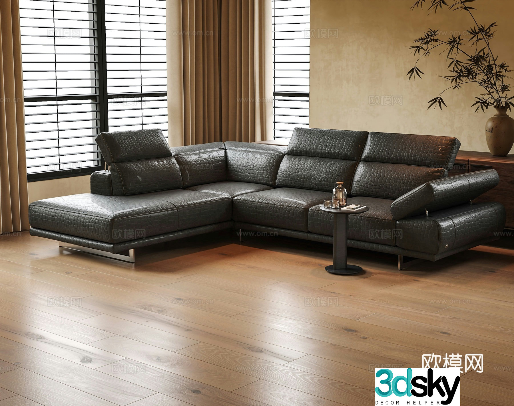 Modern corner sofa multi-person sofa 3d model