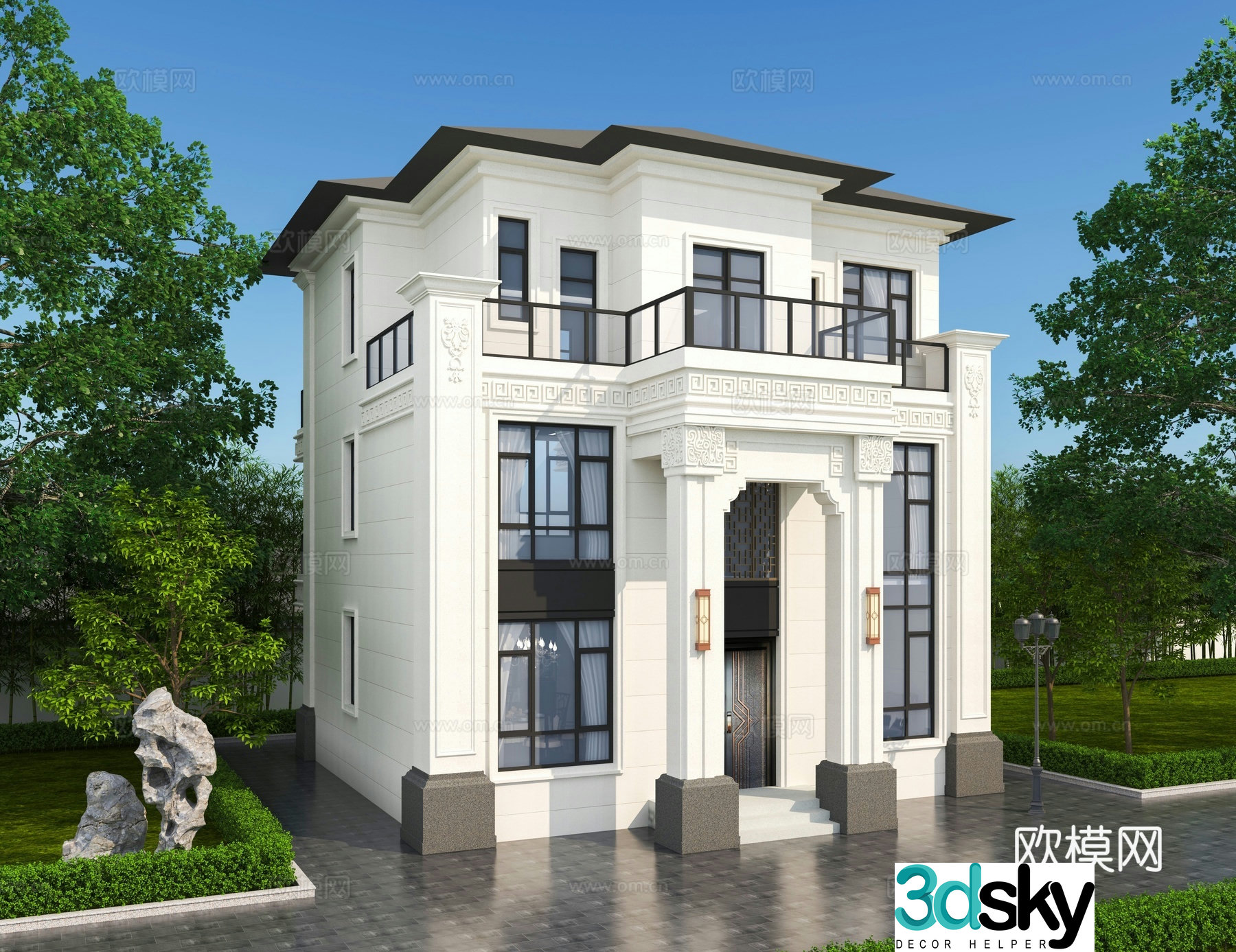 New Chinese-style single-family villa appearance 3D model