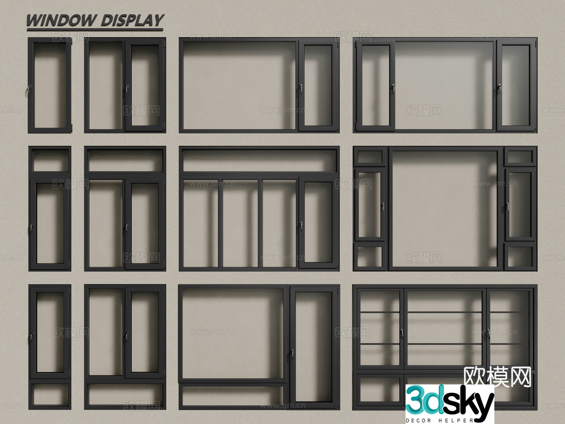 Modern windows aluminum alloy windows casement windows floor-to-ceiling windows 3d model