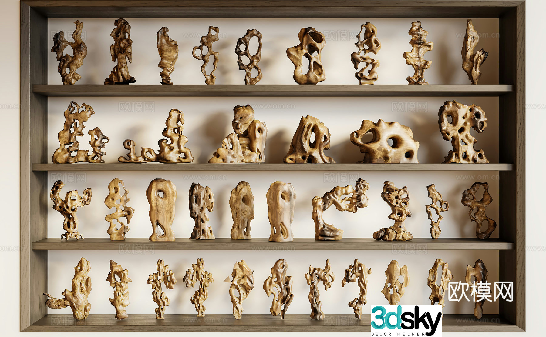 New Chinese style ornaments wood carving ornaments entrance study room ornaments 3D model