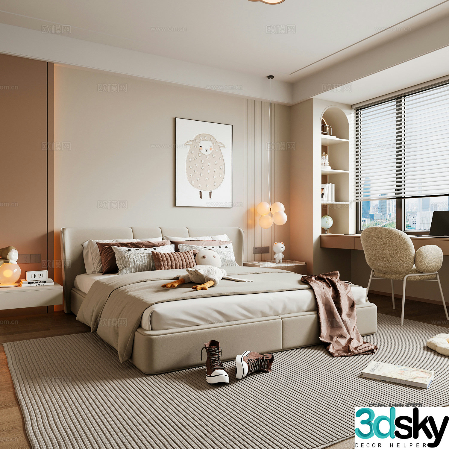 Modern children’s room girl’s room 3d model