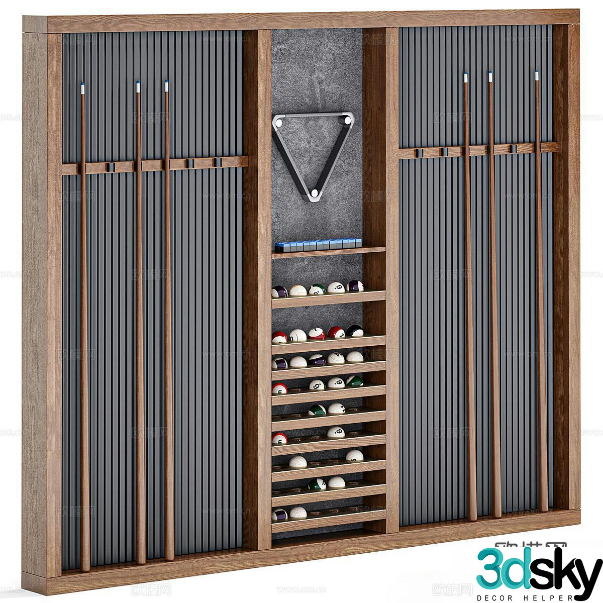 Modern billiard storage cabinet custom rack billiard supplies billiard decorations 3D model