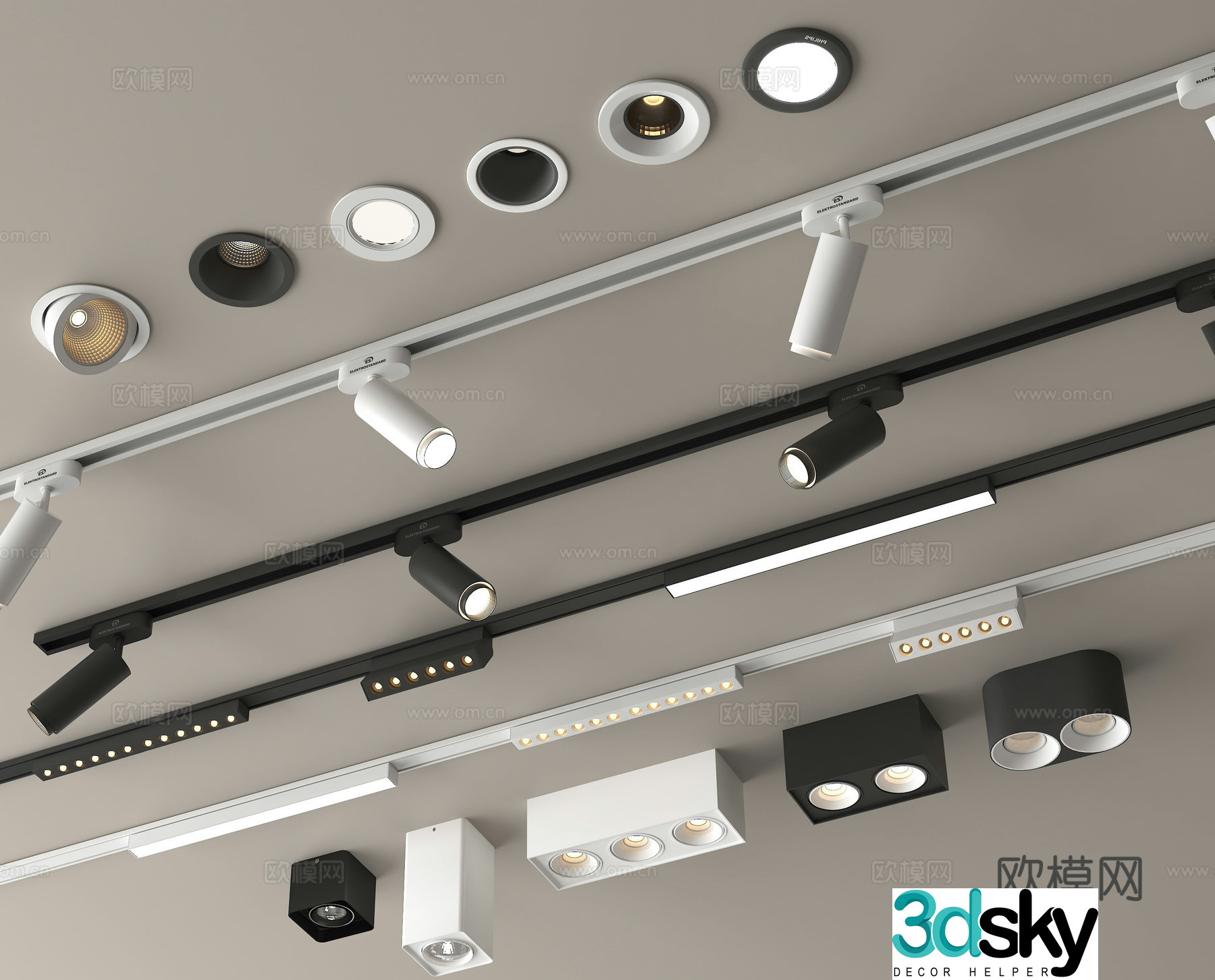 Spotlight Downlight Bull’s Eye Lamp Track Spotlight Linear Lamp Magnetic Lamp 3D Model