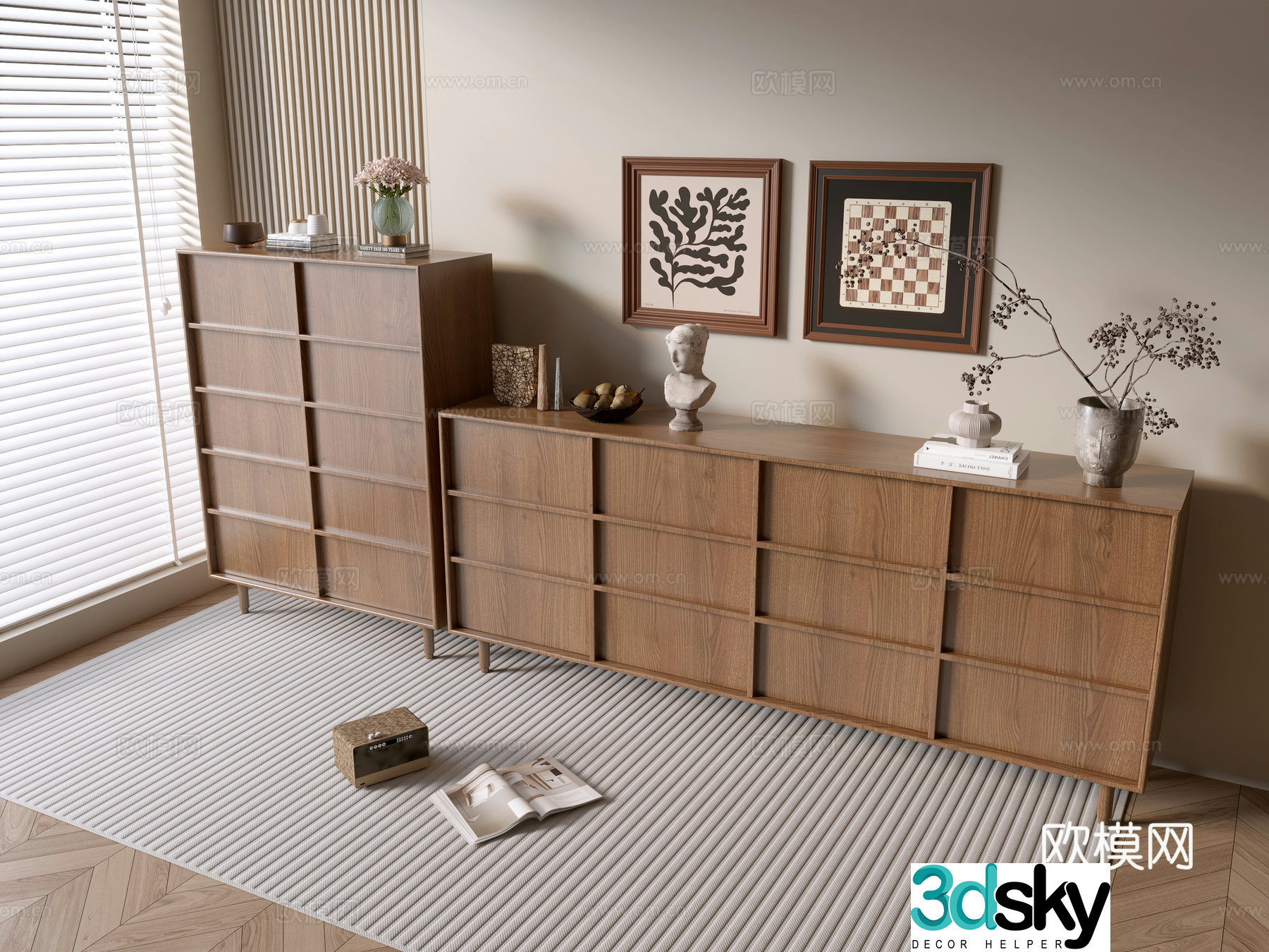 Wabi-sabi entrance cabinet 3d model