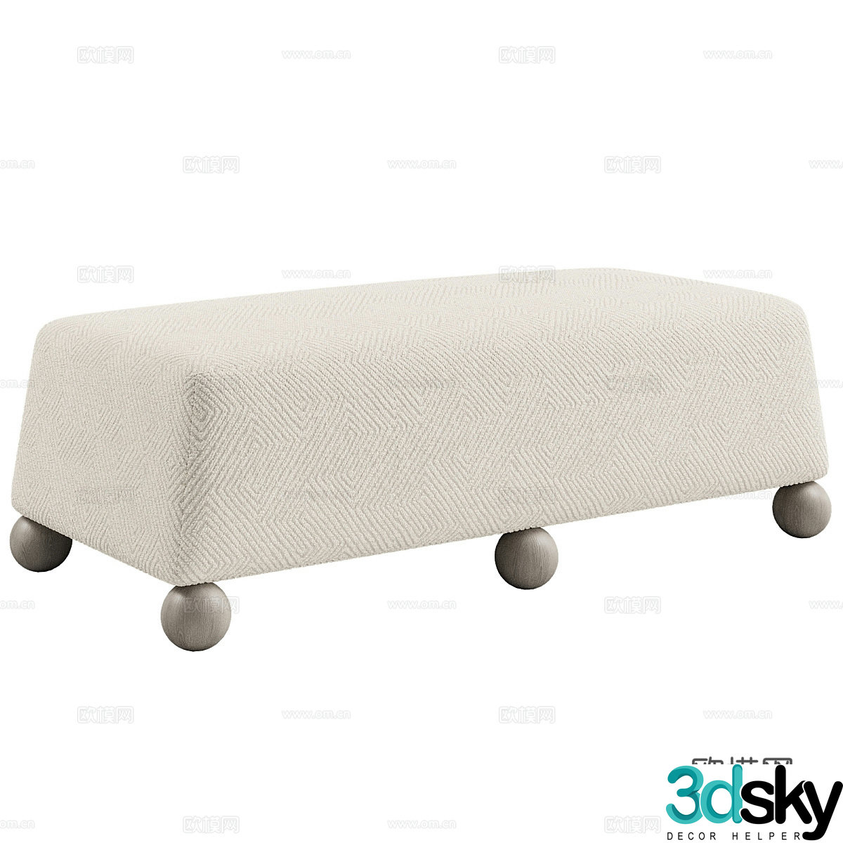 Modern footrest bedside stool 3d model