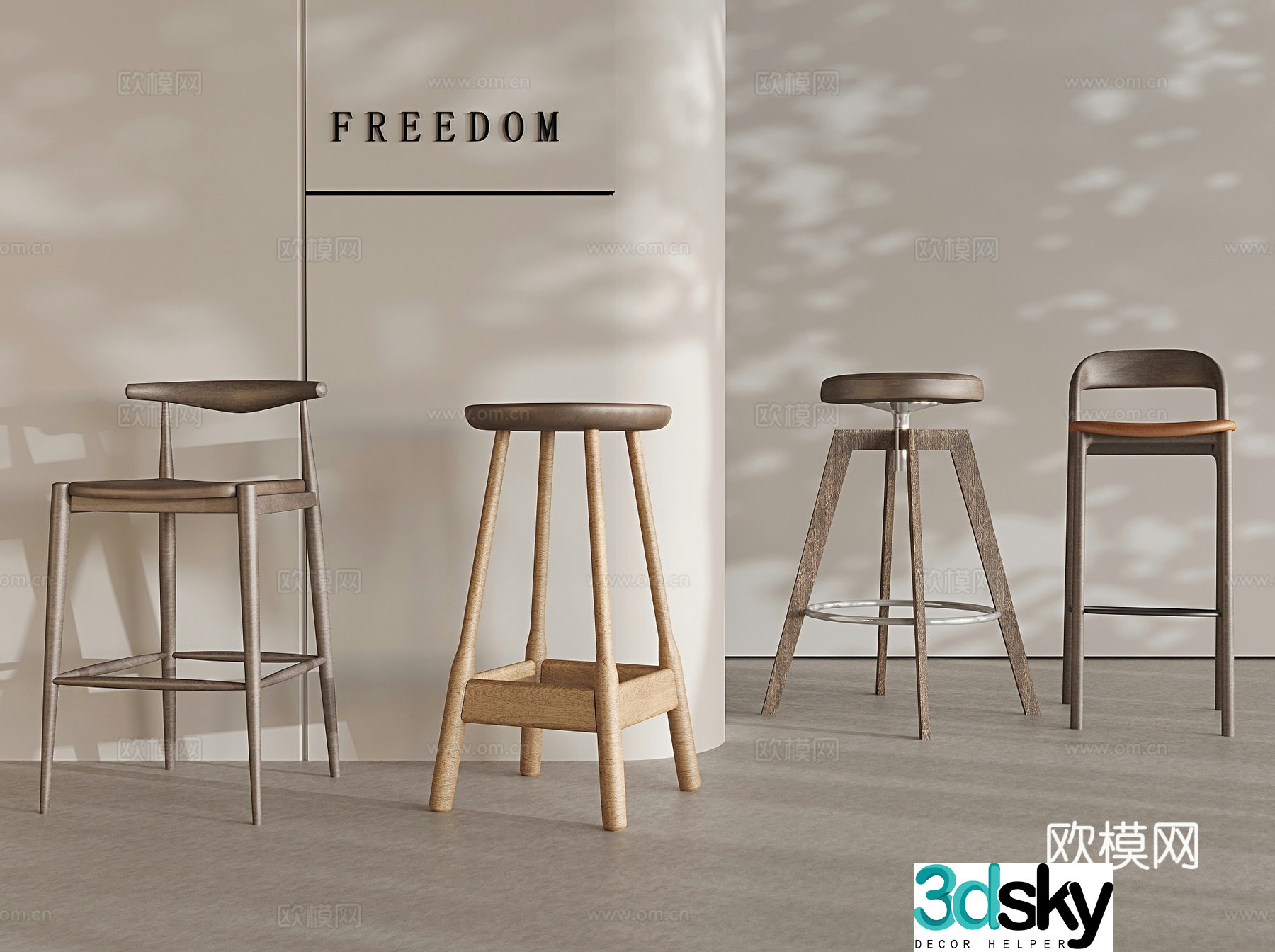 Bar stool bar stool high stool 3d model