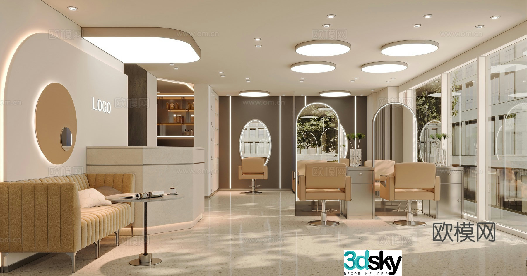 Light luxury barber shop beauty salon 3D model