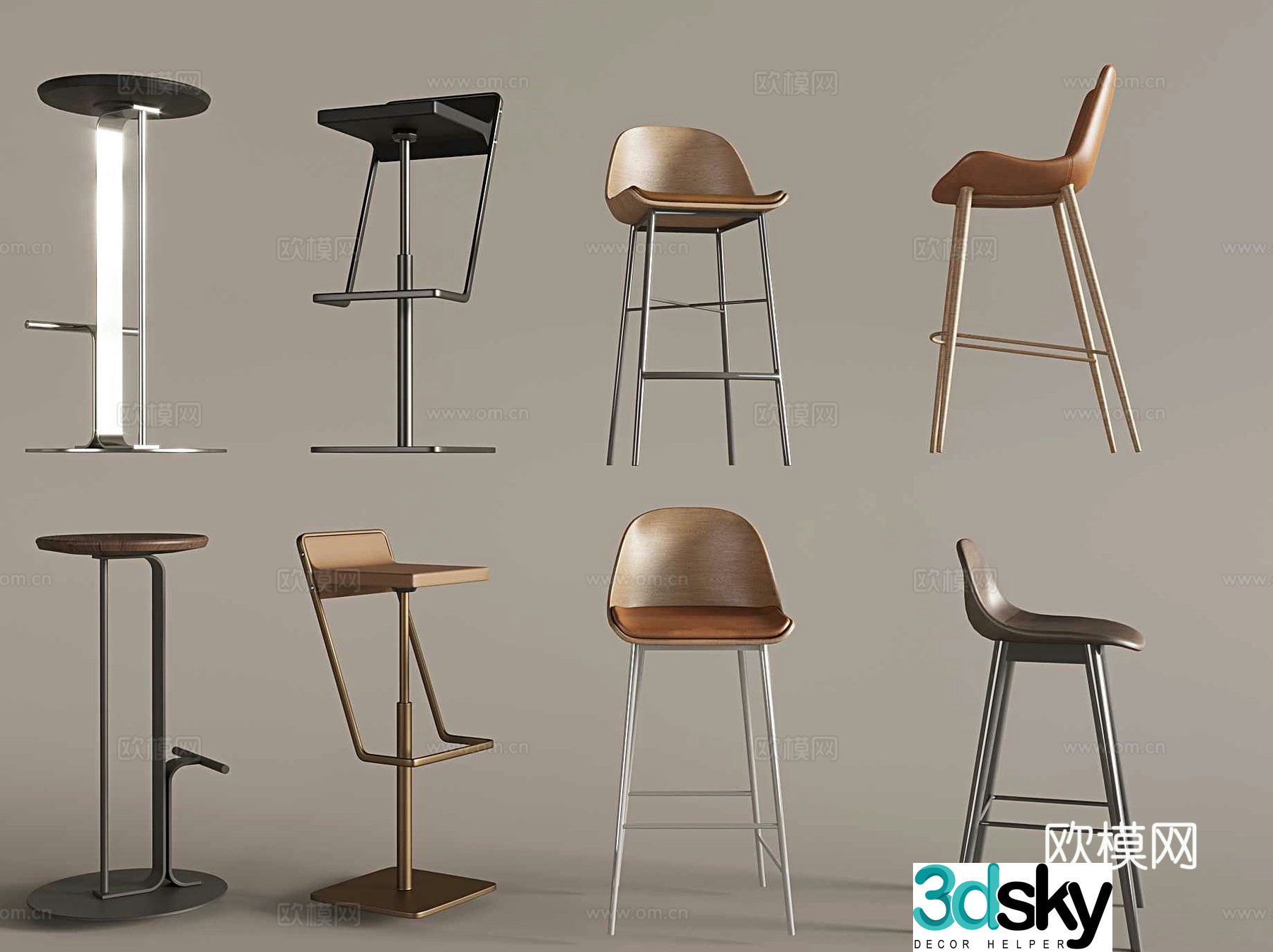 Bar stool bar stool high stool 3d model