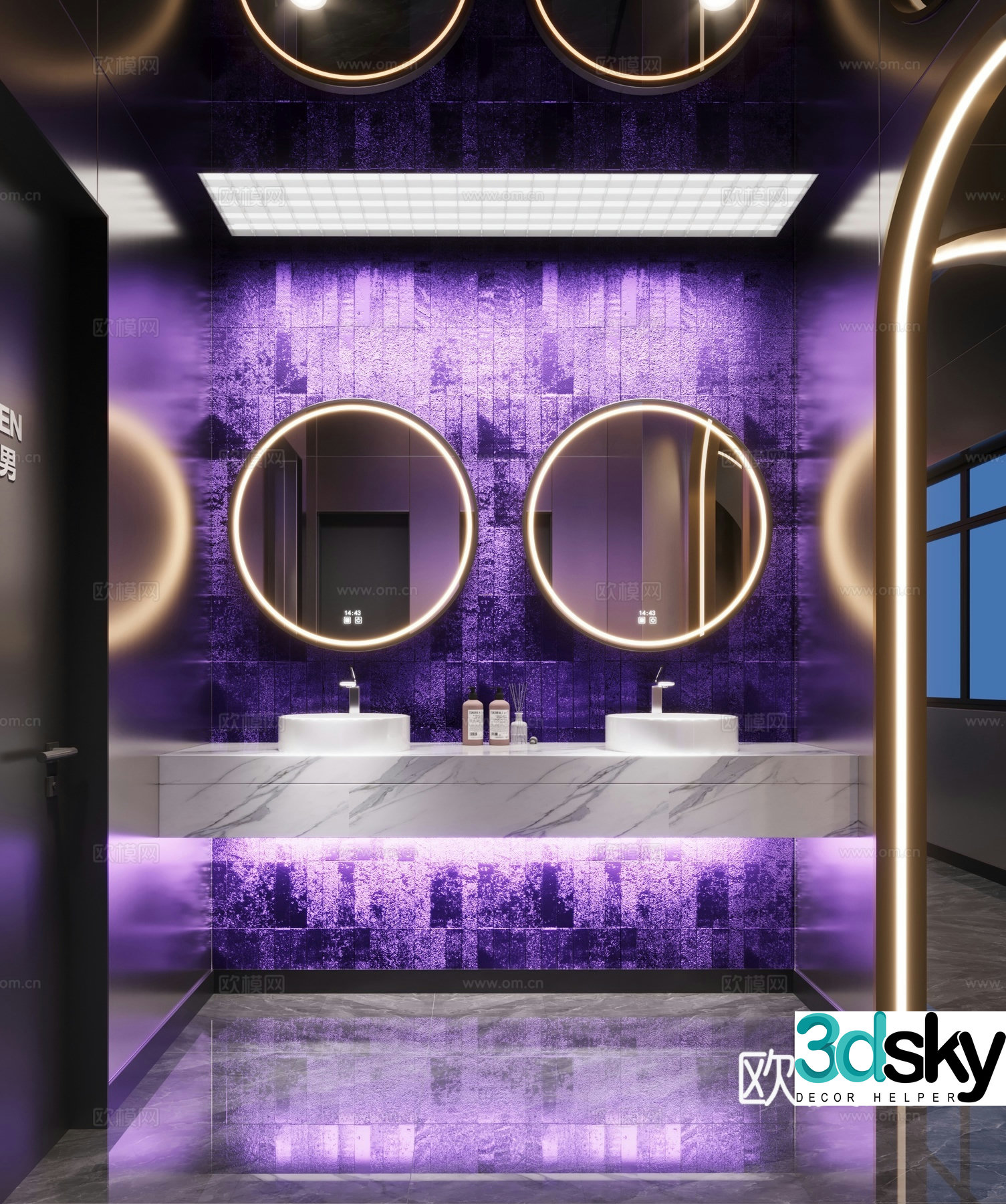 Light luxury restroom public restroom sink 3D model