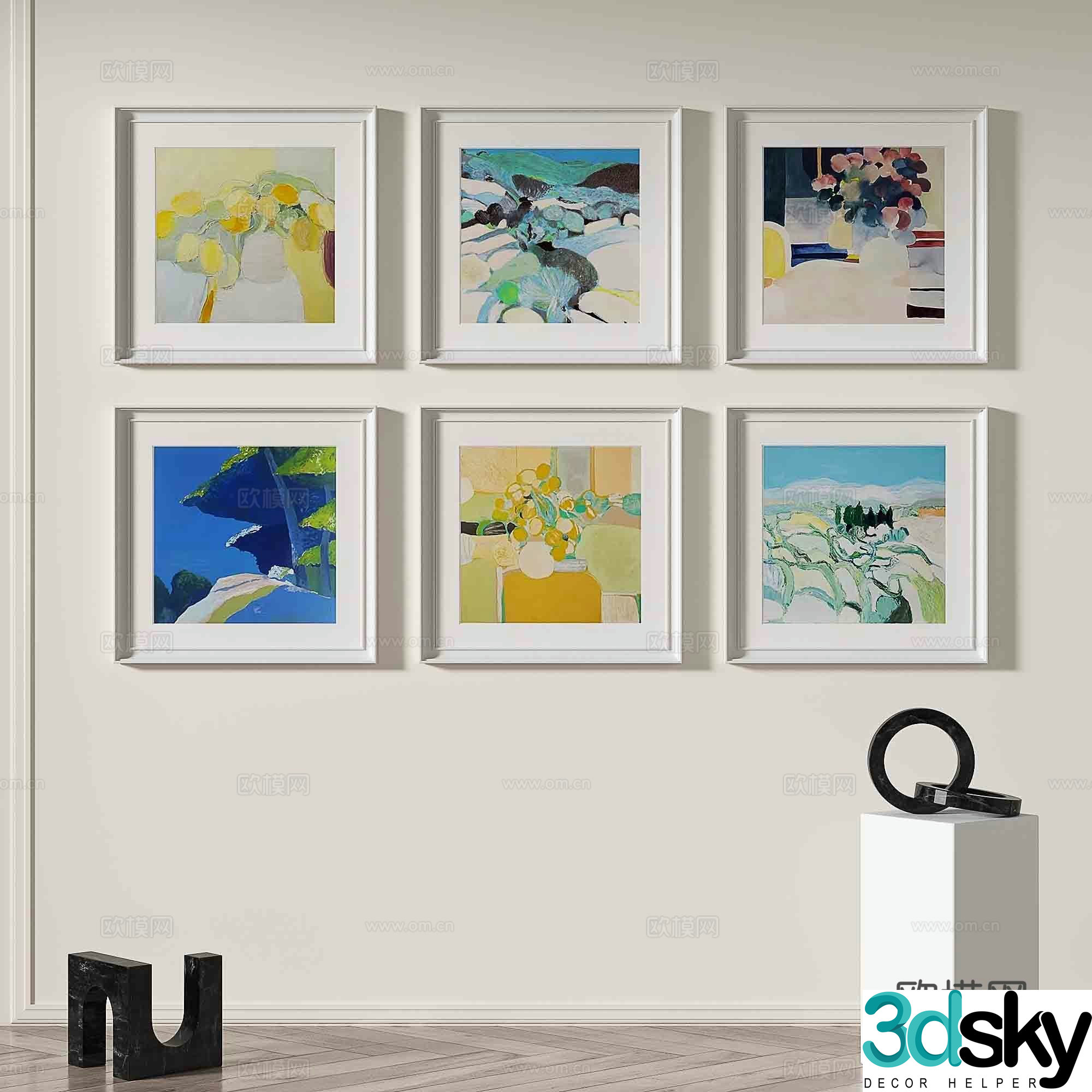 Modern oil painting decorative painting 3d model