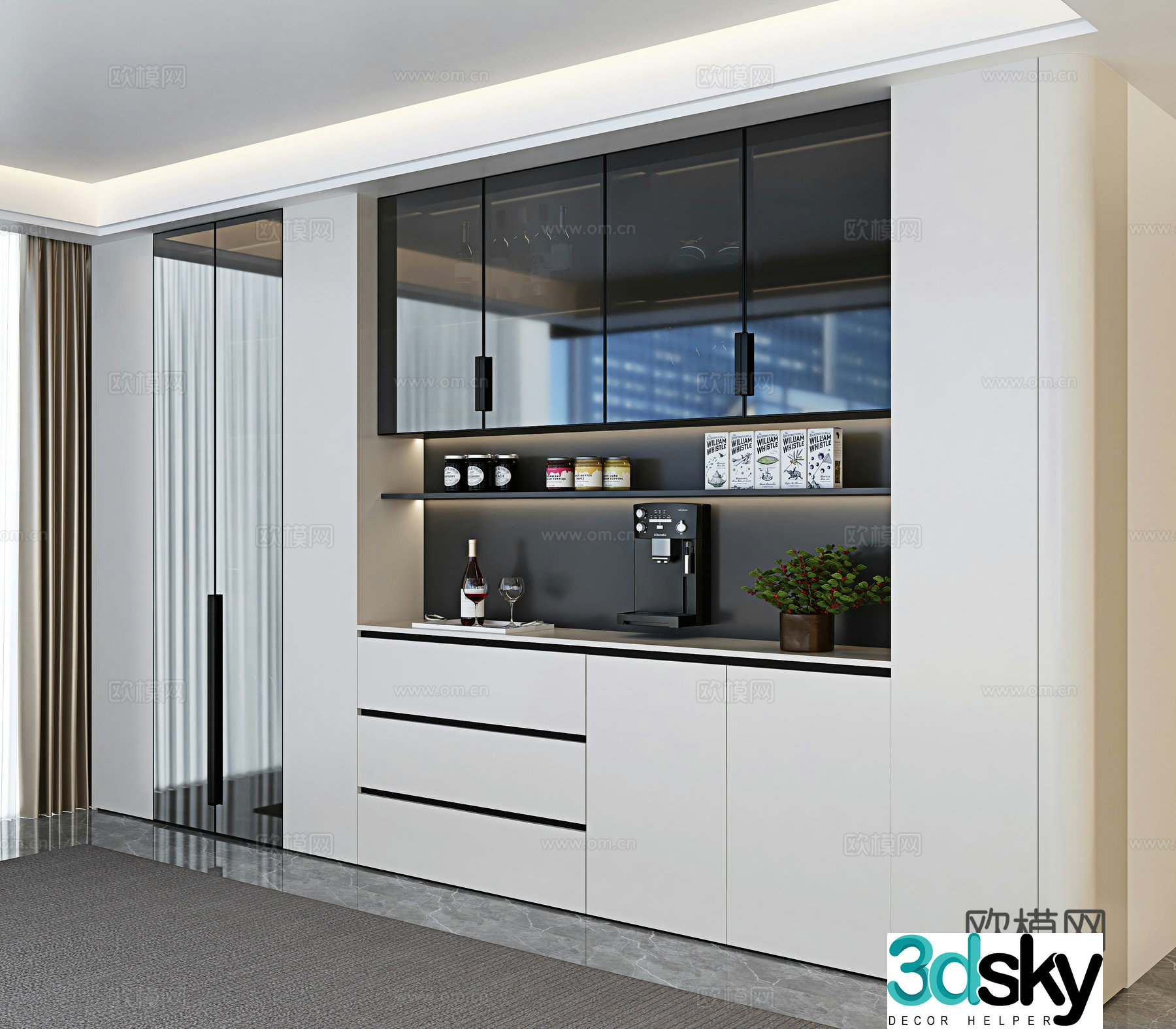 Modern sideboard wine cabinet 3d model