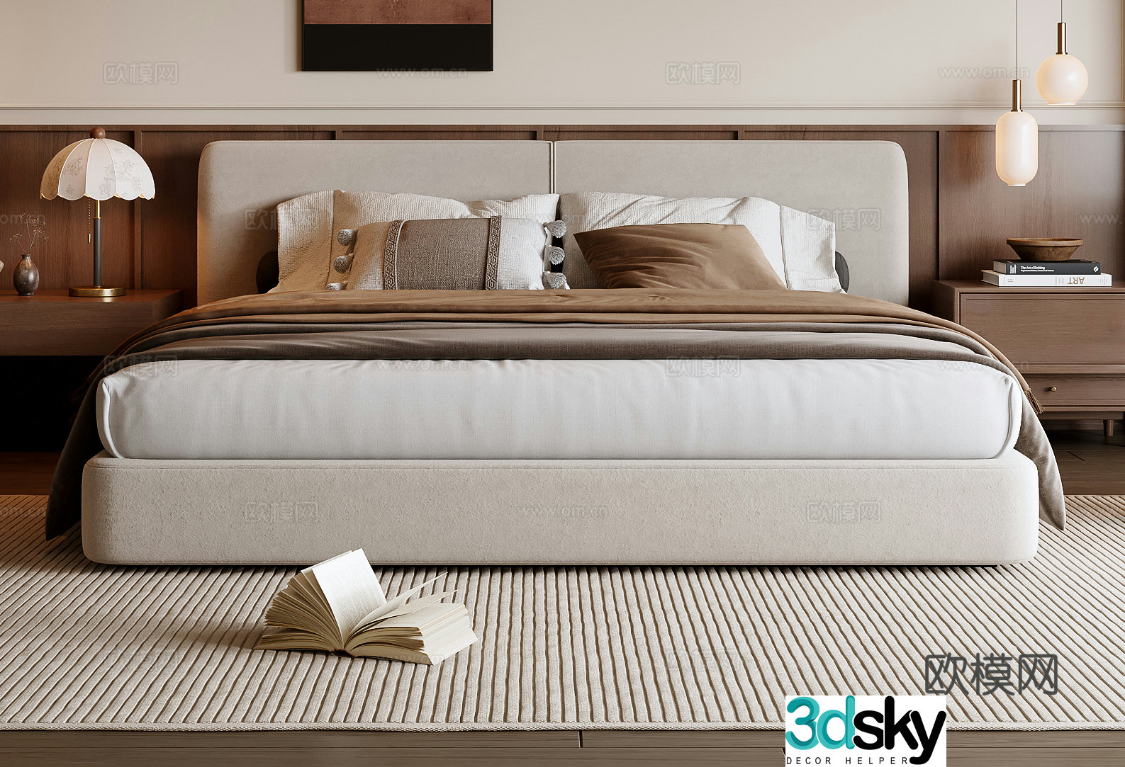 Medieval style double bed 3d model