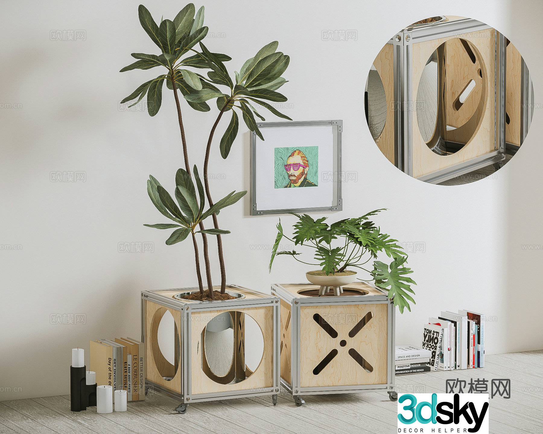 Wabi-sabi flower stand corner table side table 3D model