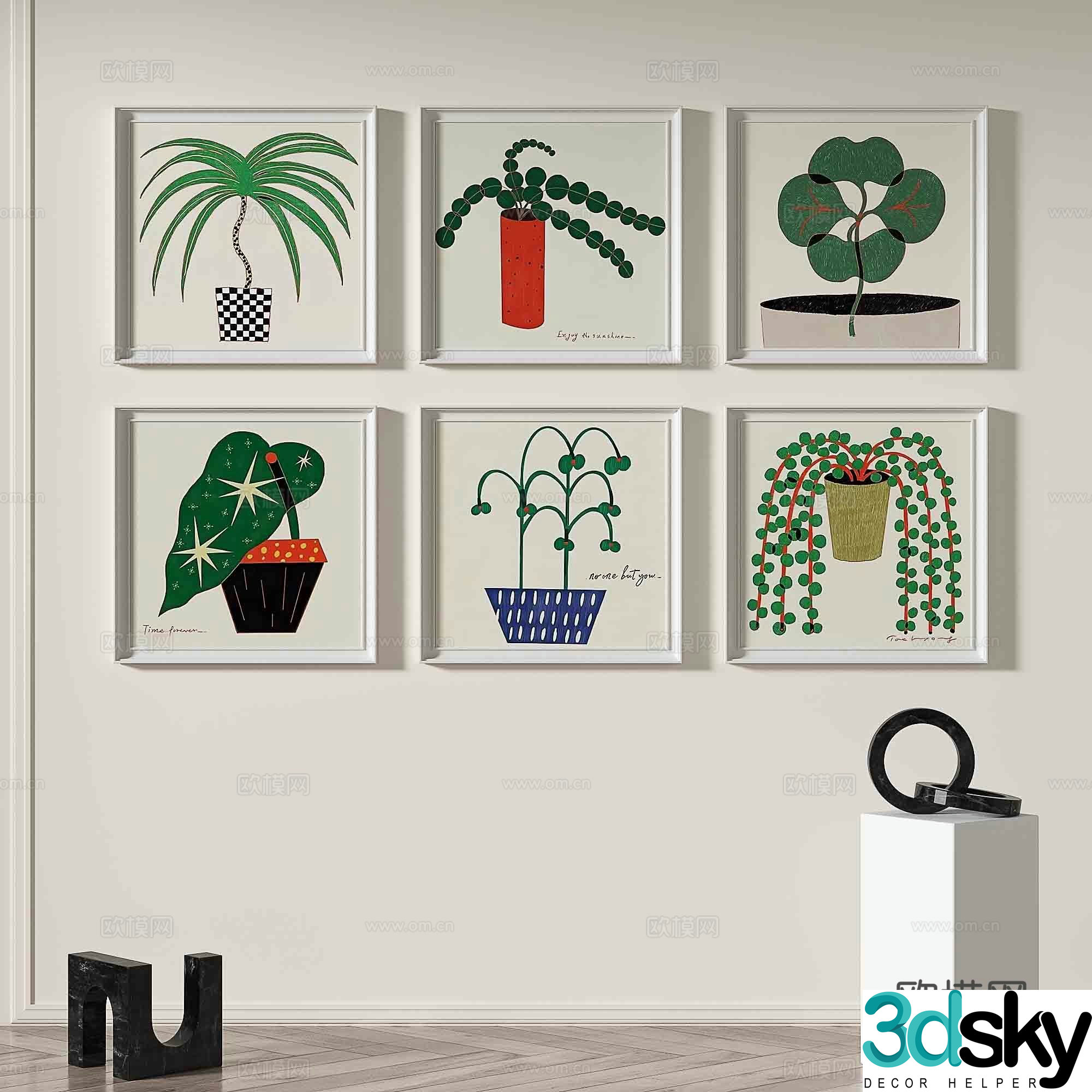 Modern cartoon painting decorative painting 3d model