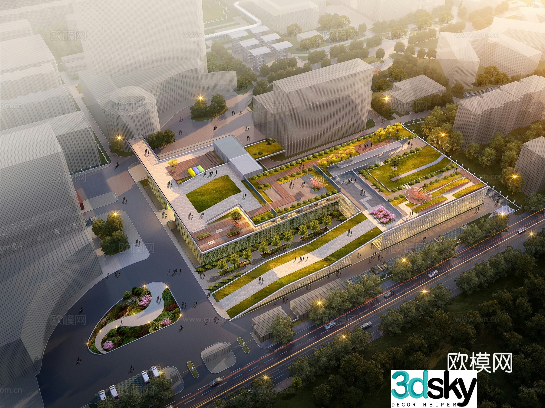 Ecological park aerial view 3d model
