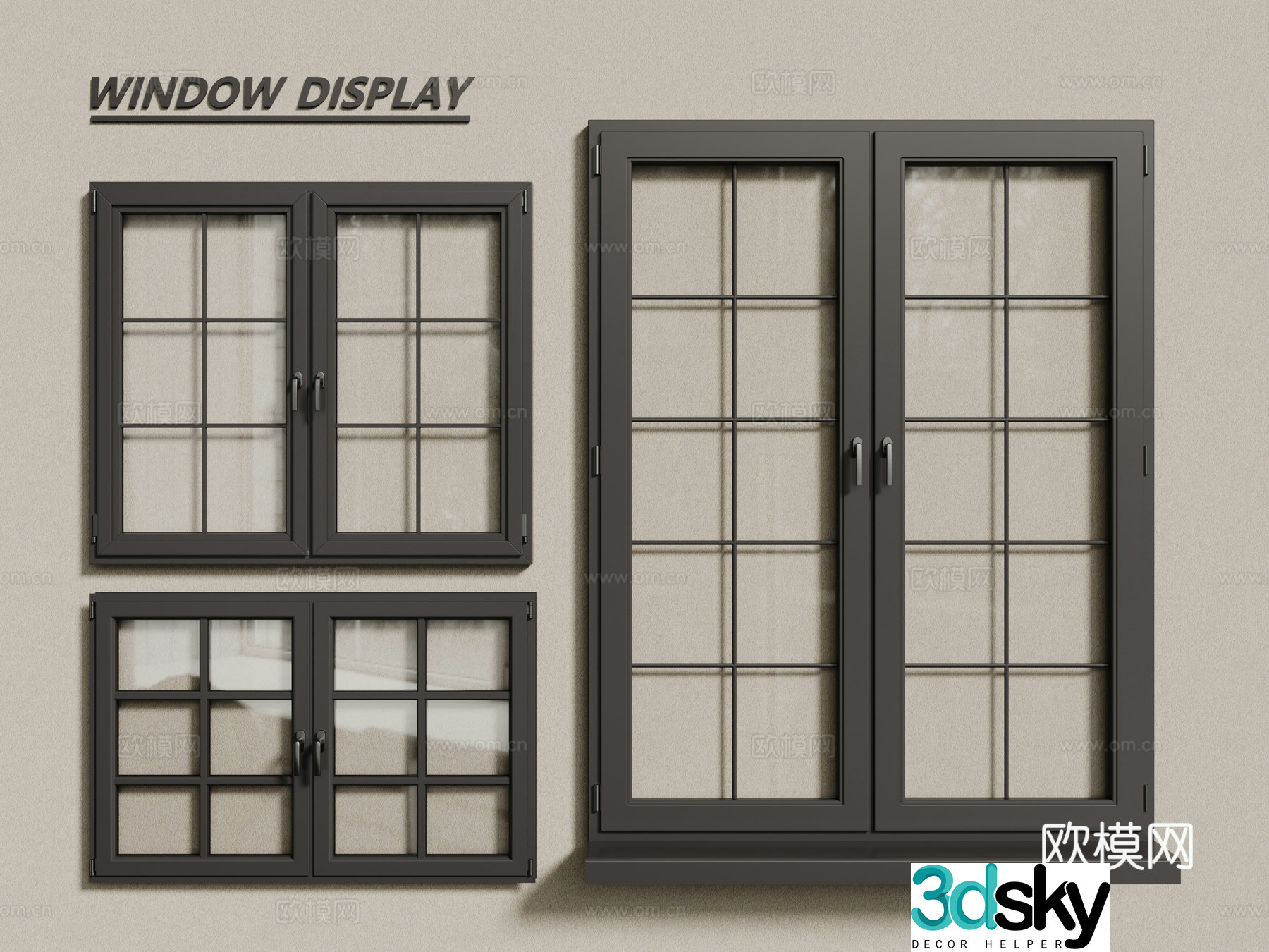 modern windows casement windows wooden windows 3d model