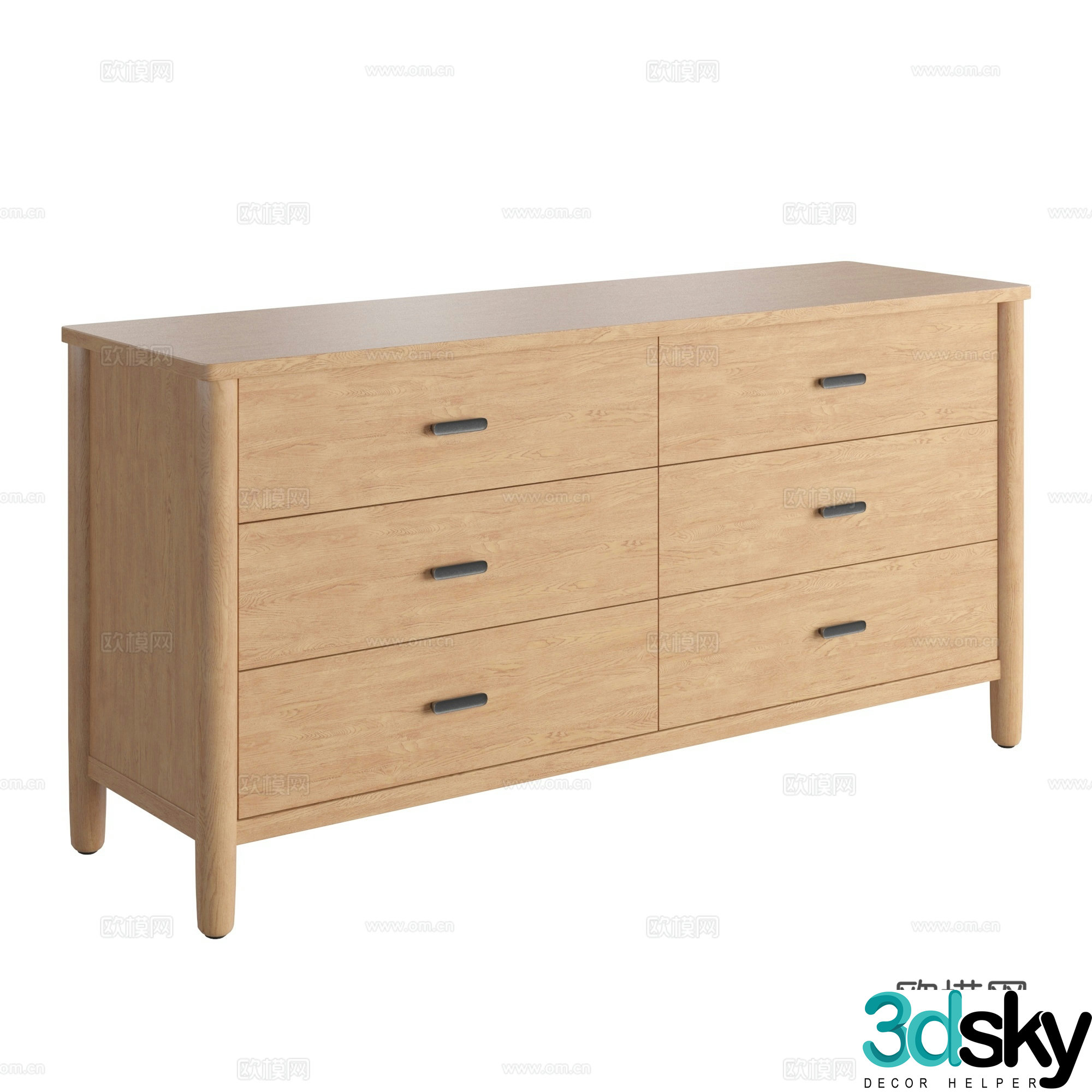 Hargrove 6 Nordic chest of drawers 3D model