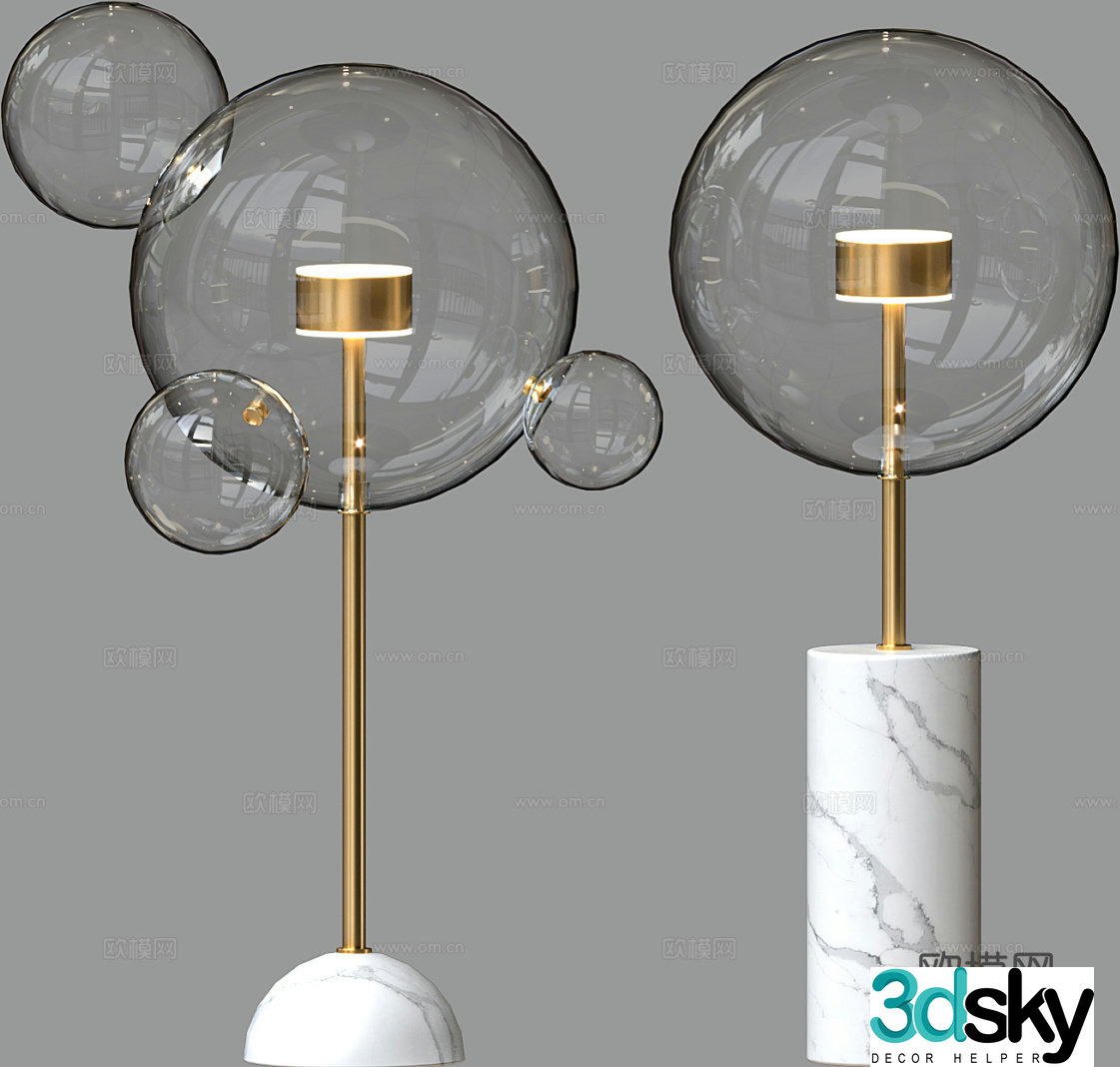 Light luxury table lamp glass table lamp 3d model