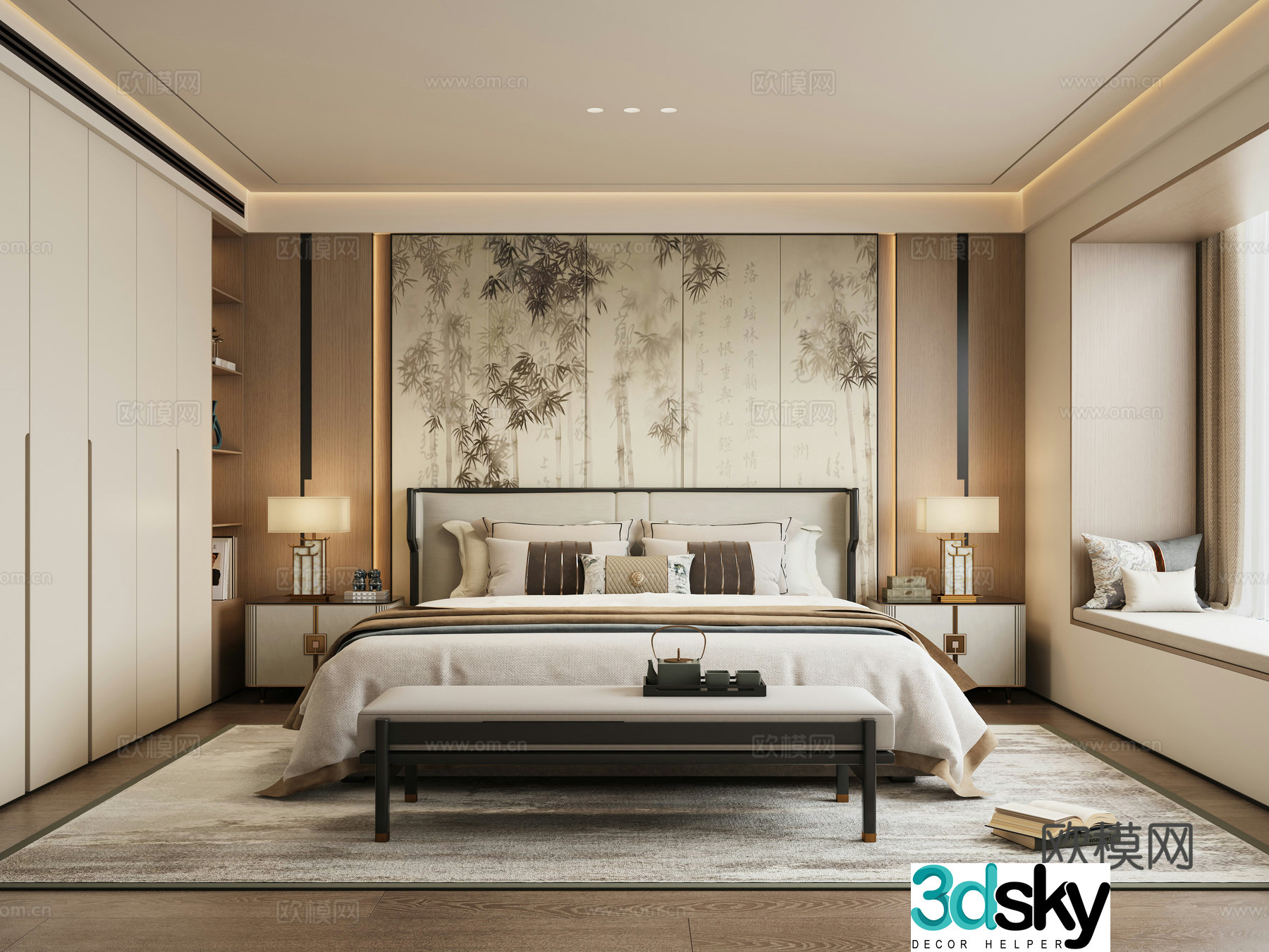 New Chinese style bedroom master bedroom 3d model