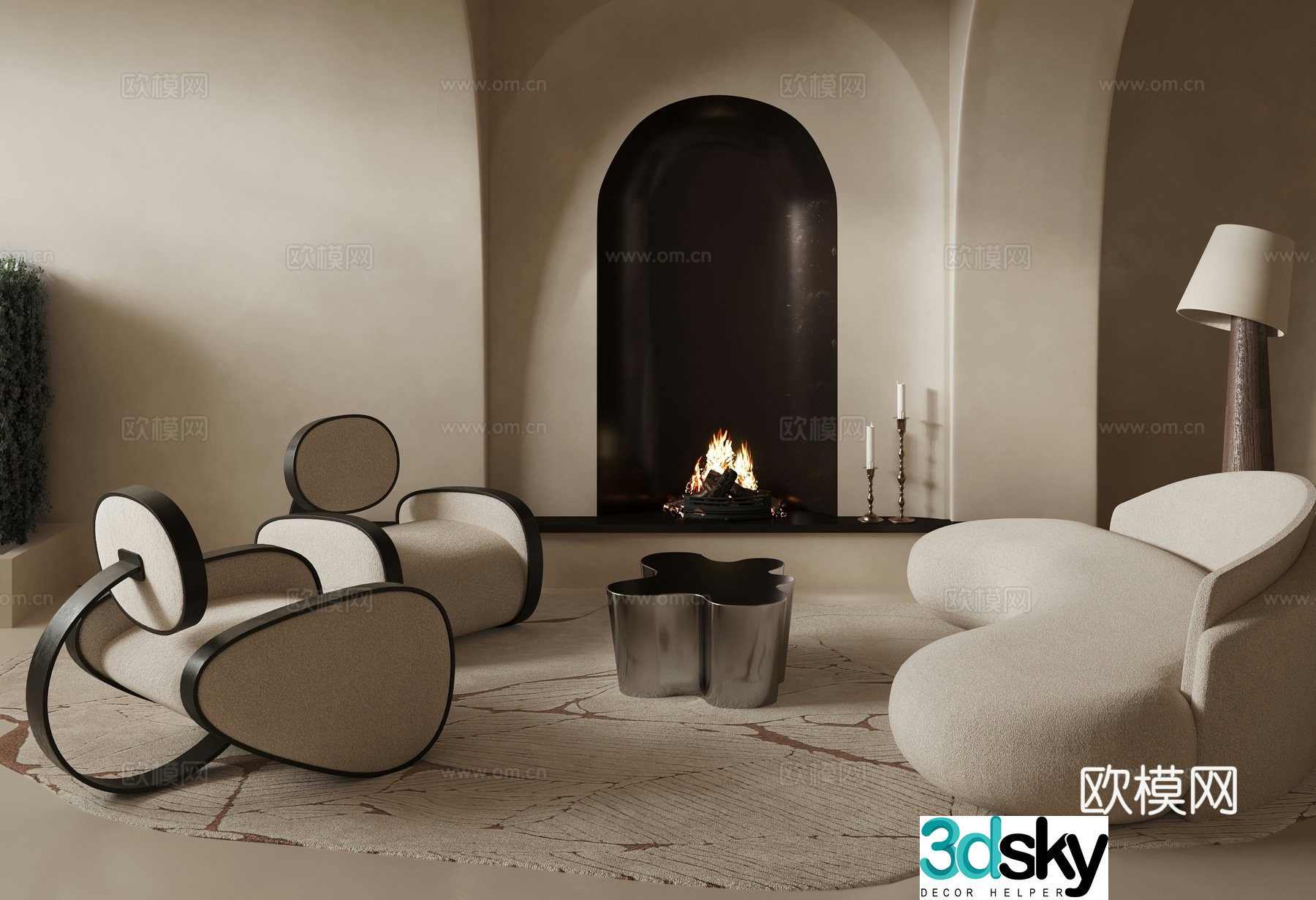 Wabi Sabi modular sofa curved sofa 3d model