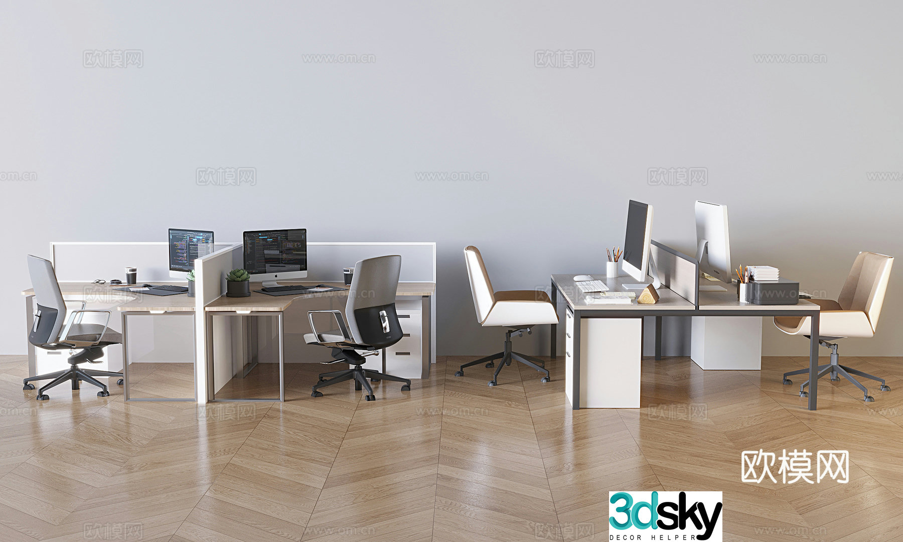 Card seat office desk and chair post 3d model