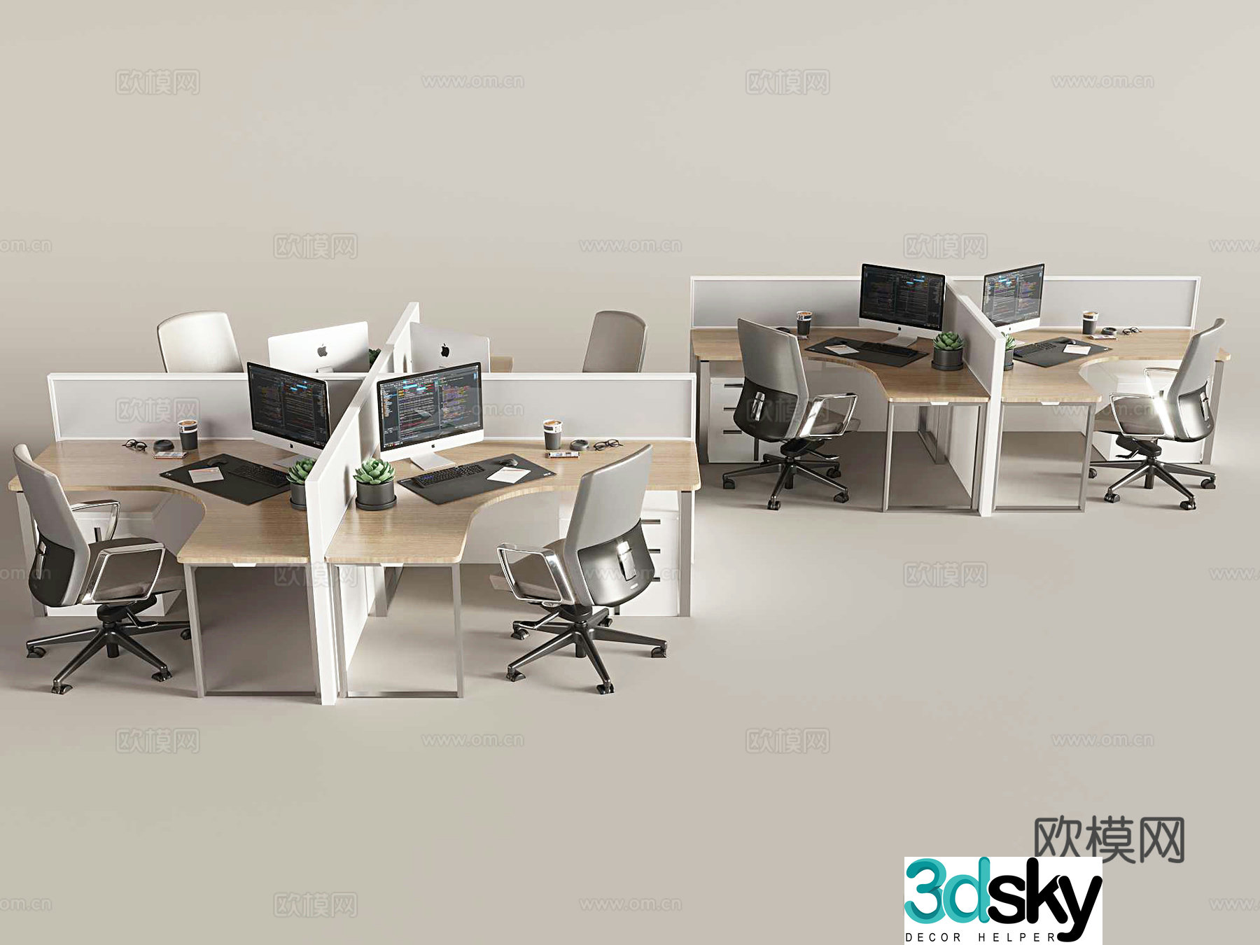 Card seat office desk and chair desk swivel chair 3d model