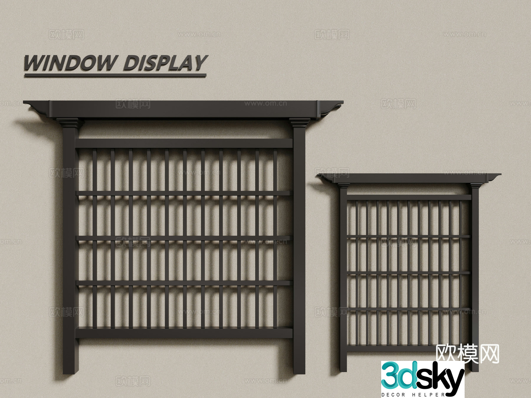 New Chinese style windows casement windows wooden windows 3d model