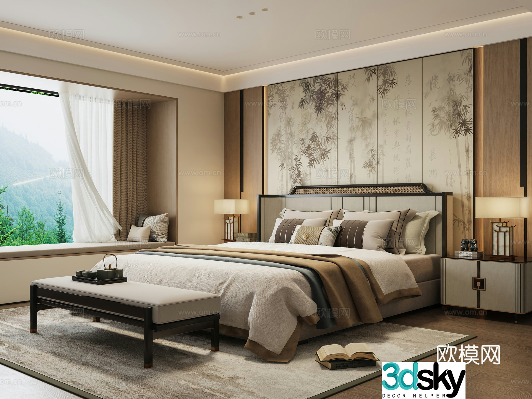 New Chinese style bedroom master bedroom 3d model