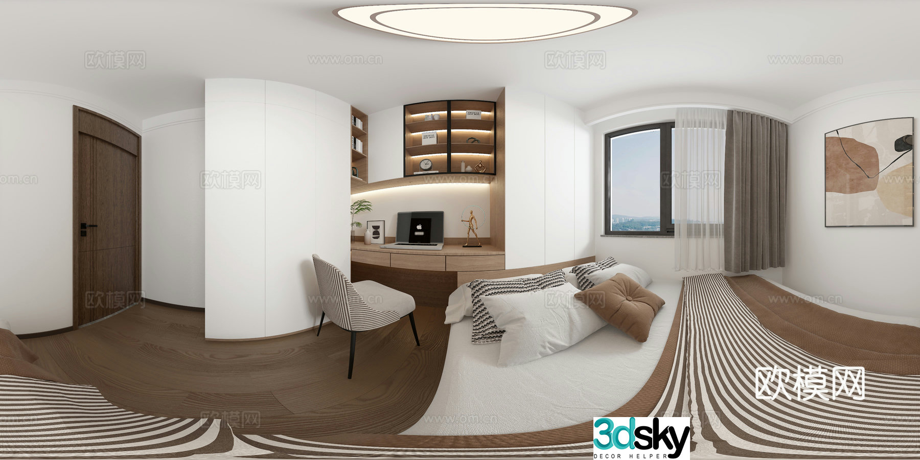 Modern tatami bedroom cr panoramic 3d model