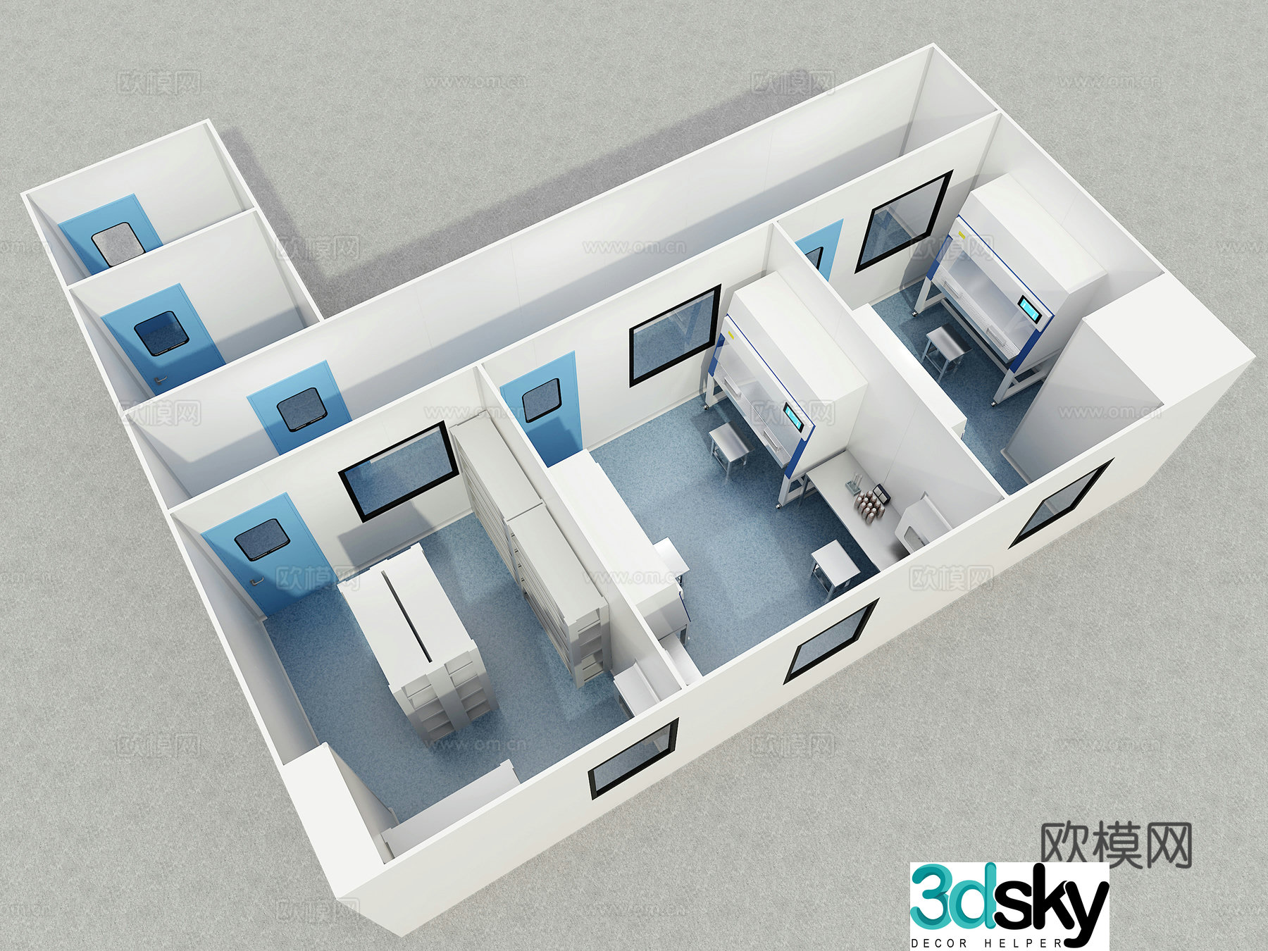 Modern PCR laboratory 3d model
