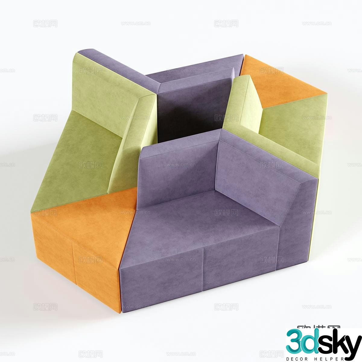 OM fabric multi-person sofa module sofa deck sofa 3D model