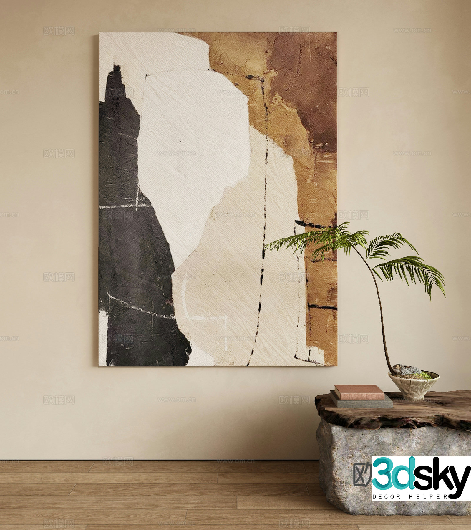 Modern texture painting decorative painting 3d model