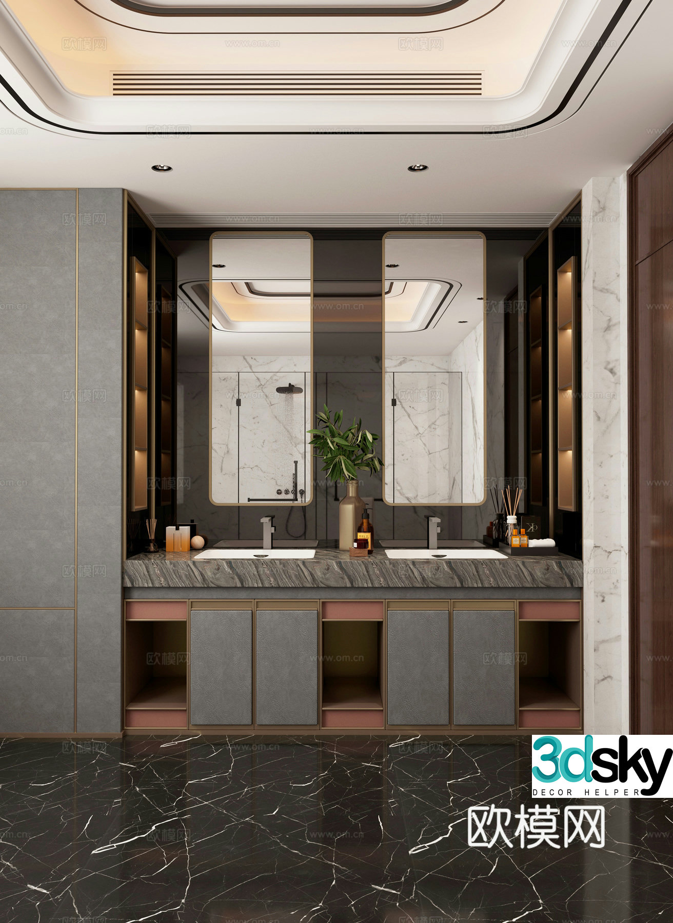 Public restroom sink 3d model