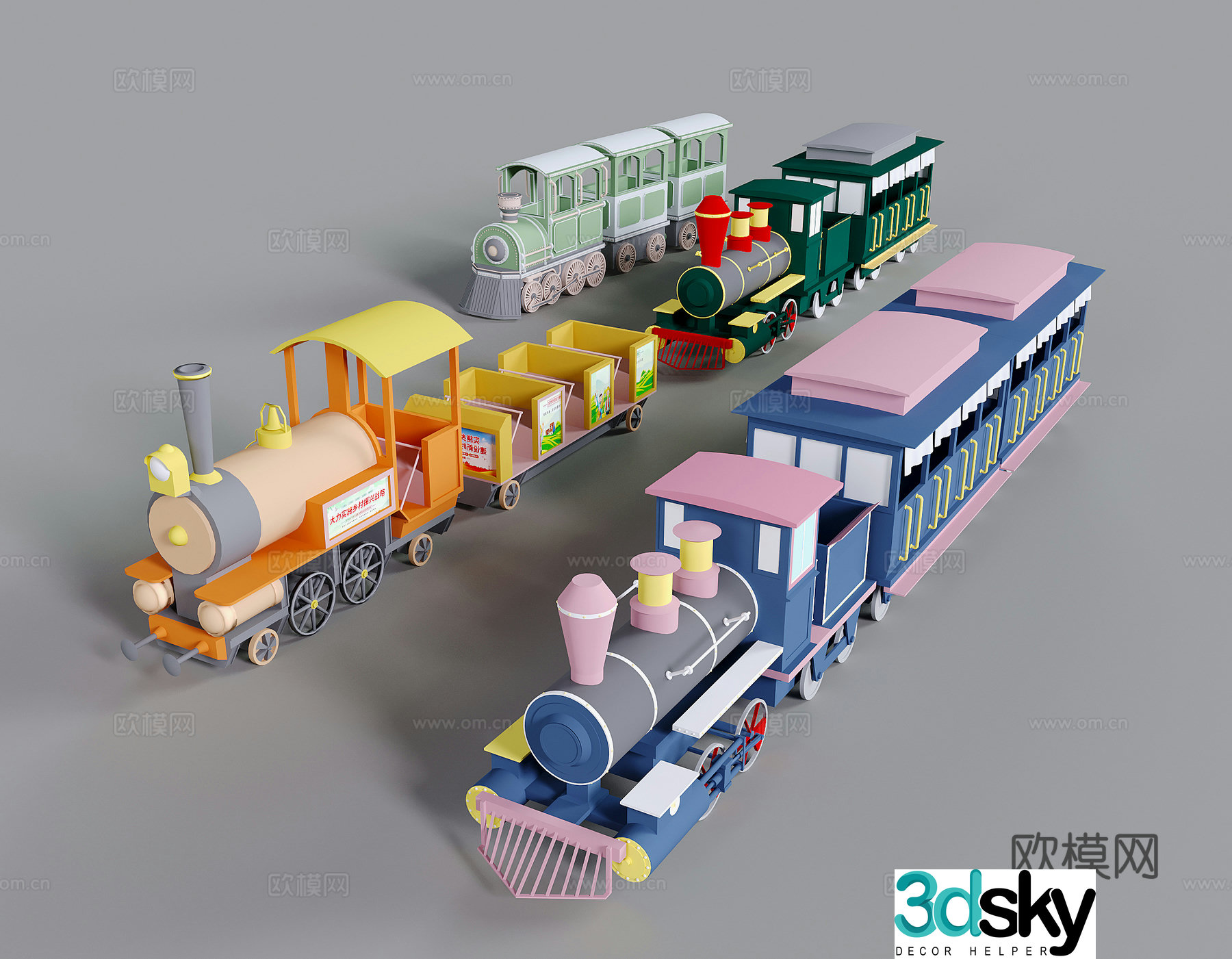 Modern children’s train sightseeing train amusement park train shopping mall tour bus 3D model