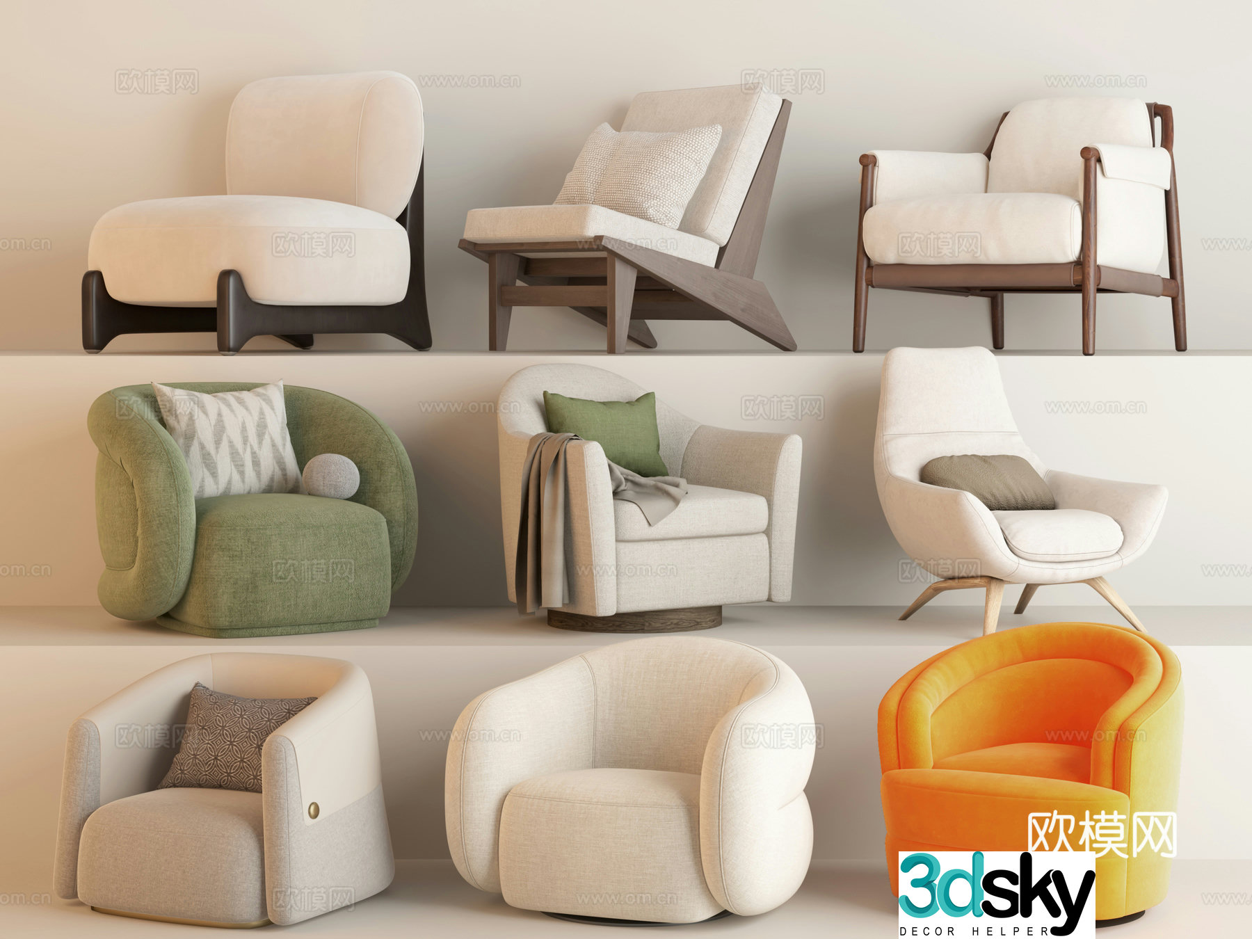 Single sofa leisure sofa 3d model