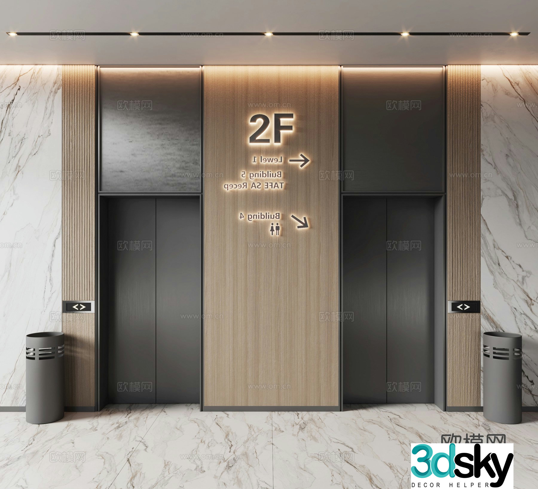 Modern elevator room 3d model