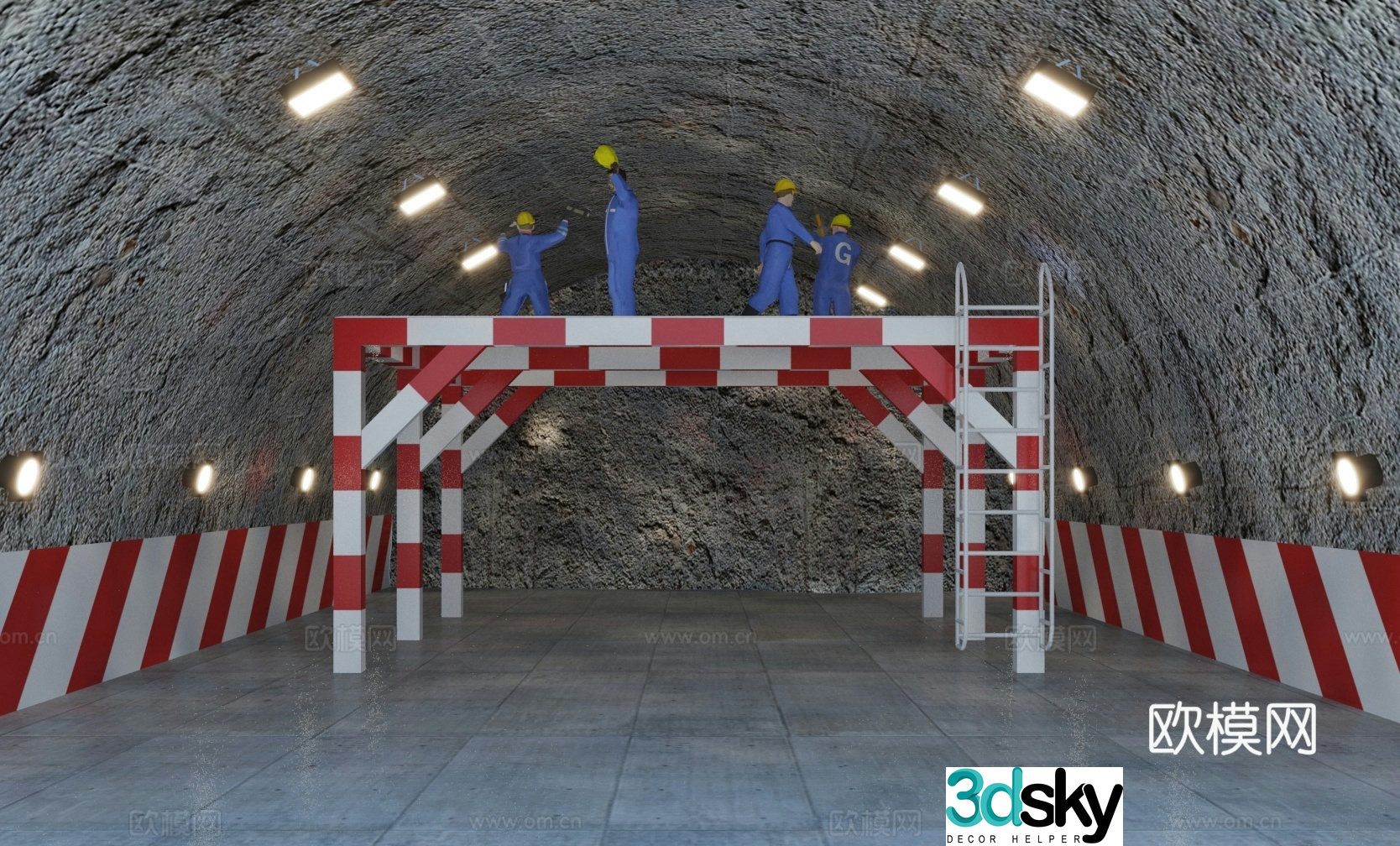 Modern tunnel construction site 3d model