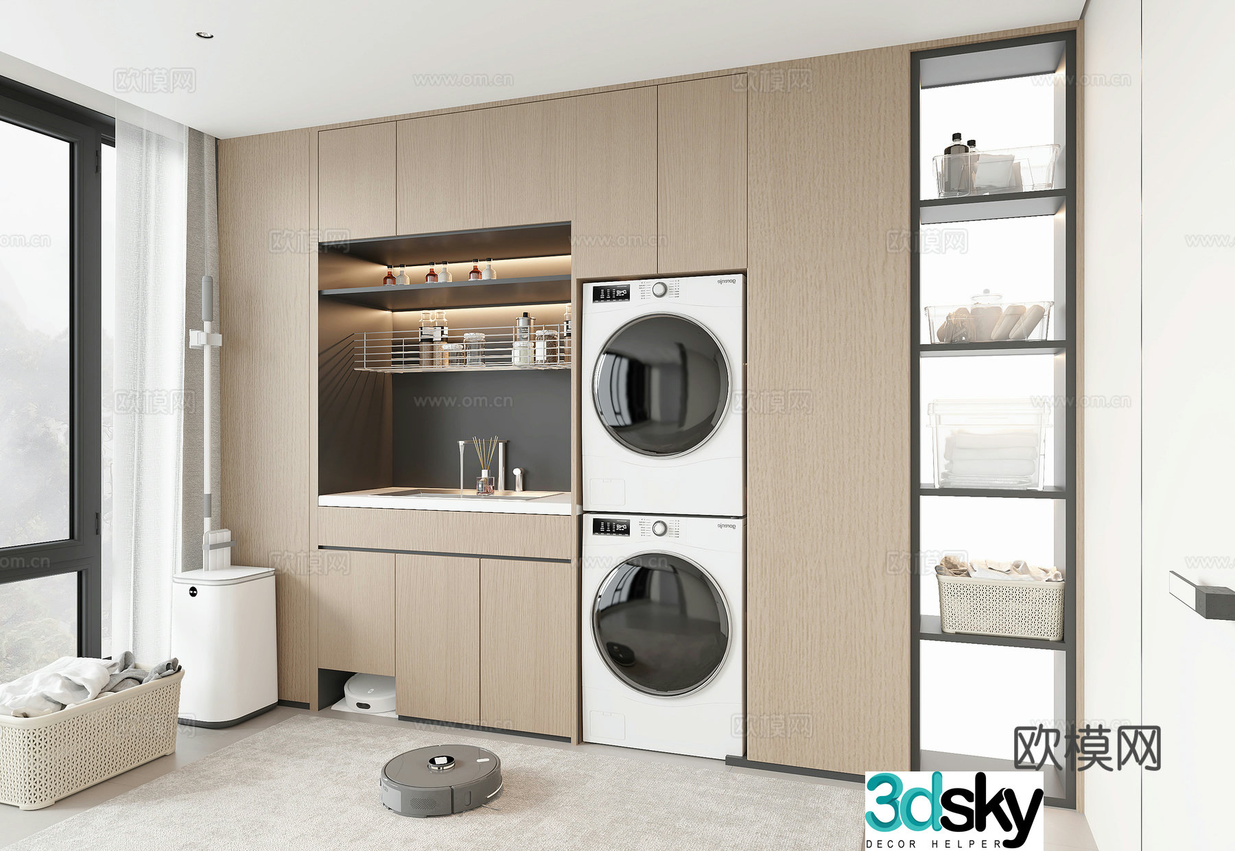 Modern washing machine cabinet 3d model