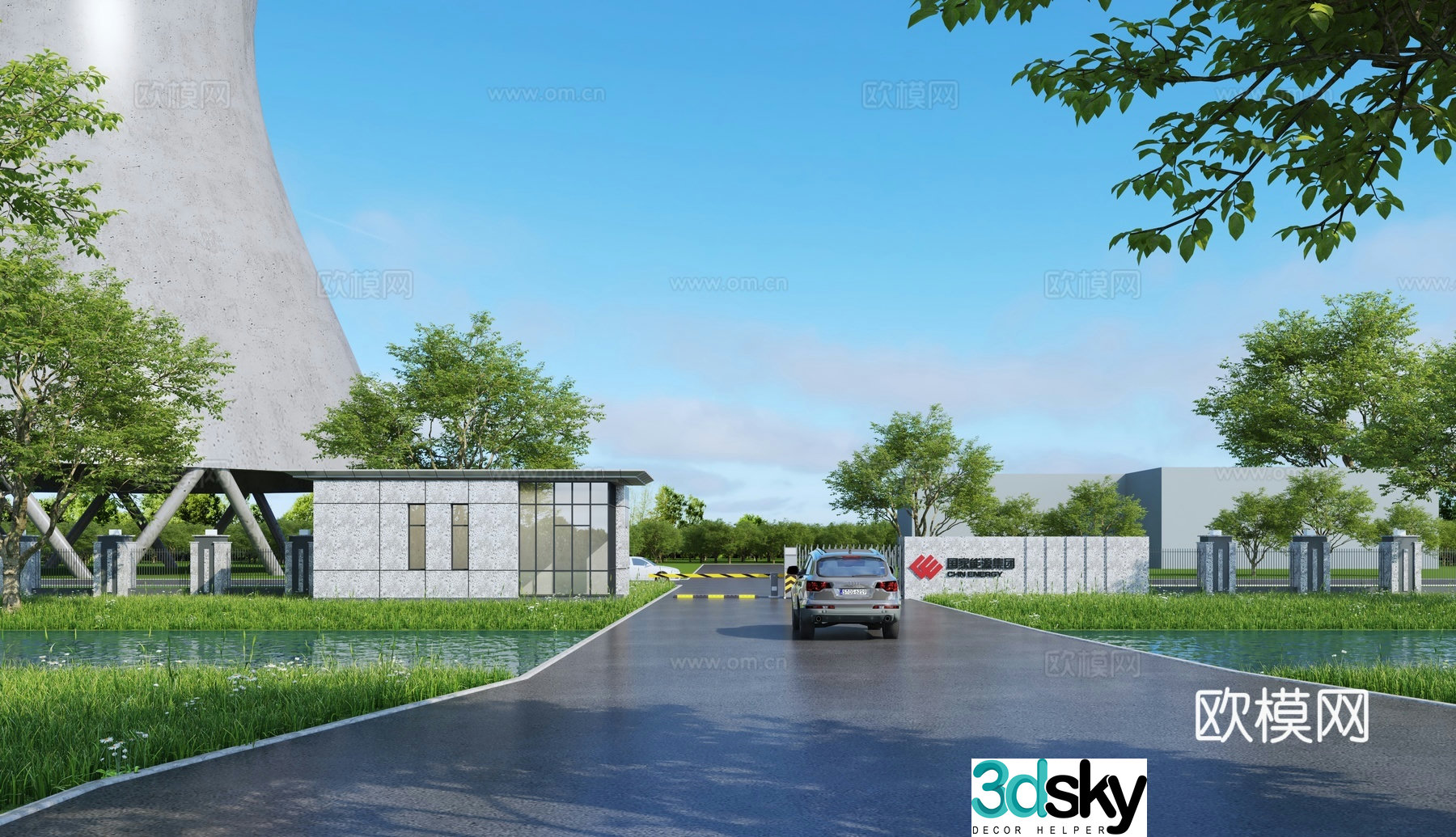 Modern gate entrance building 3d model