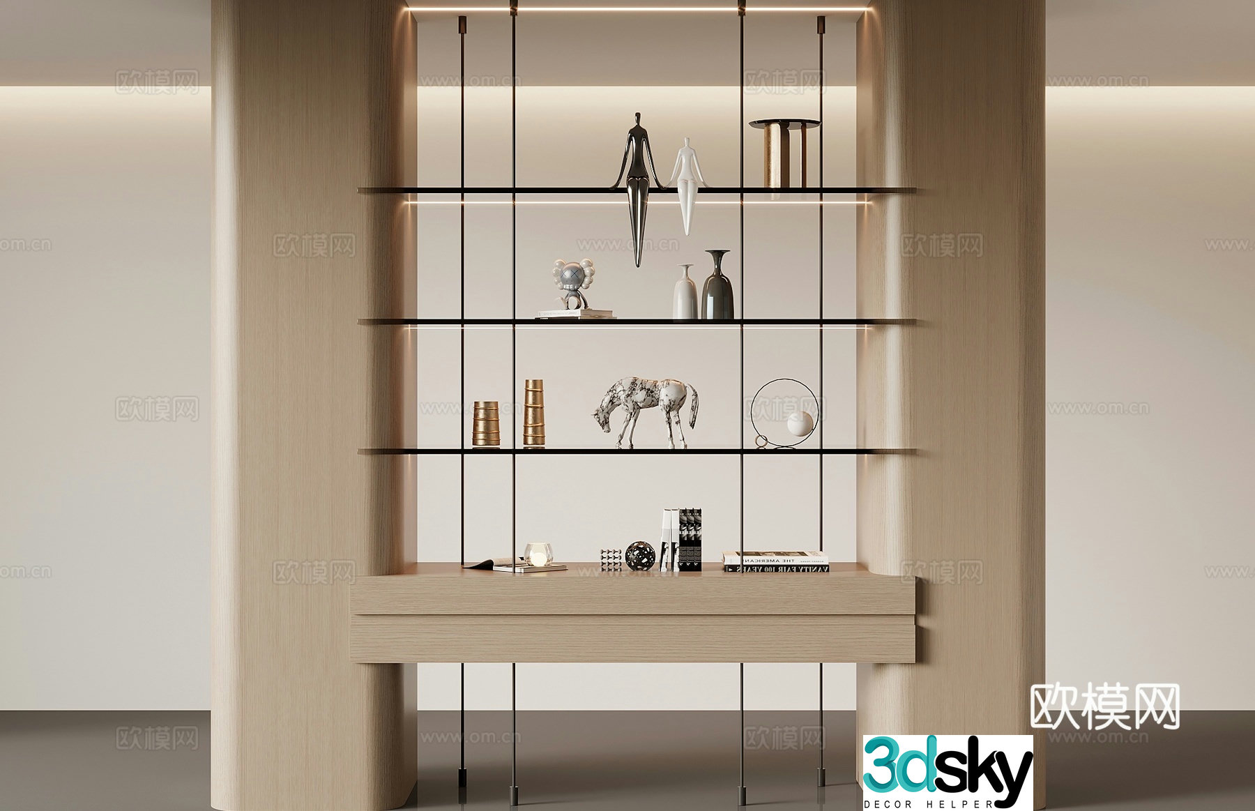 Modern bookcase display cabinet bookshelf 3d model