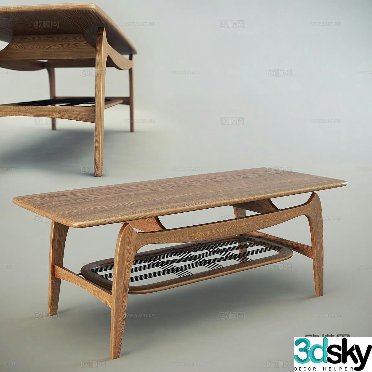 Marc James Nordic solid wood coffee table 3D model