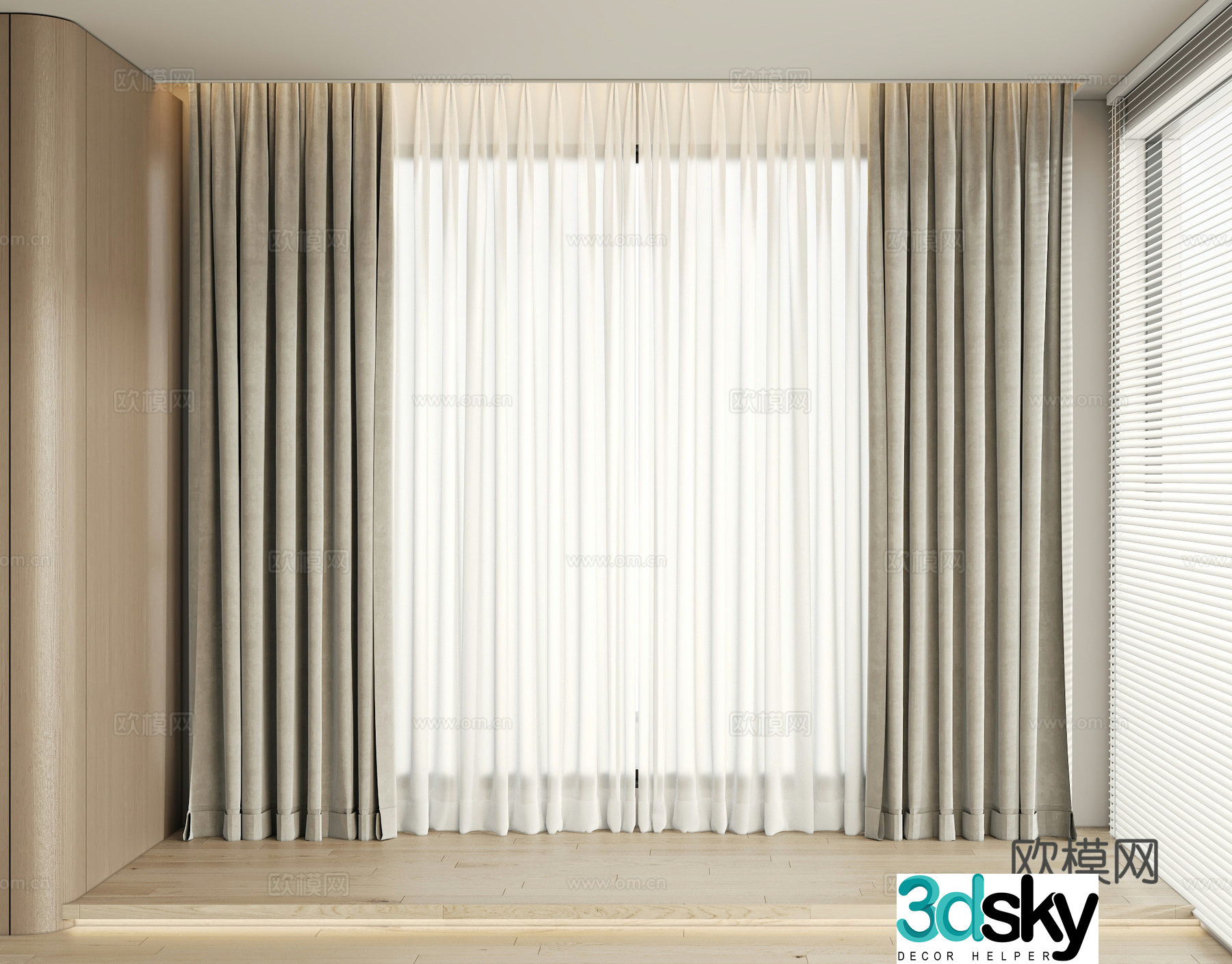 Modern curtain gauze curtain 3d model
