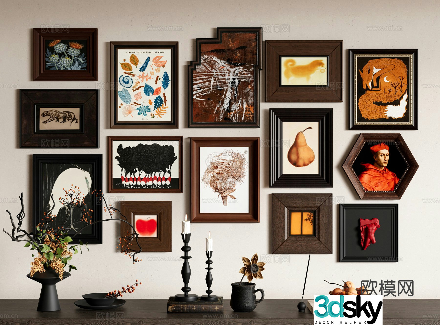 Medieval style hanging painting decorative painting photo wall 3D model