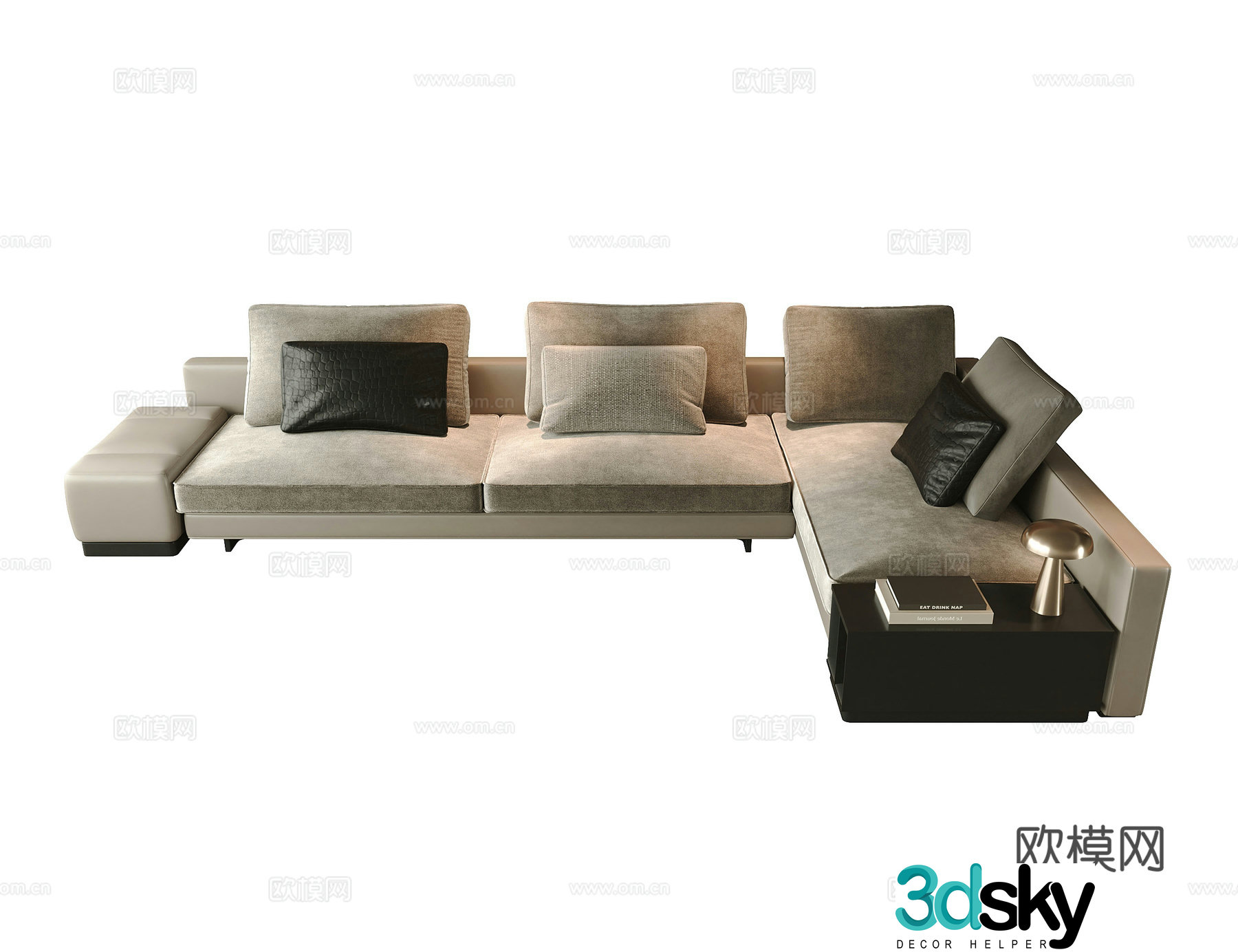 Modern corner sofa multi-person sofa 3d model